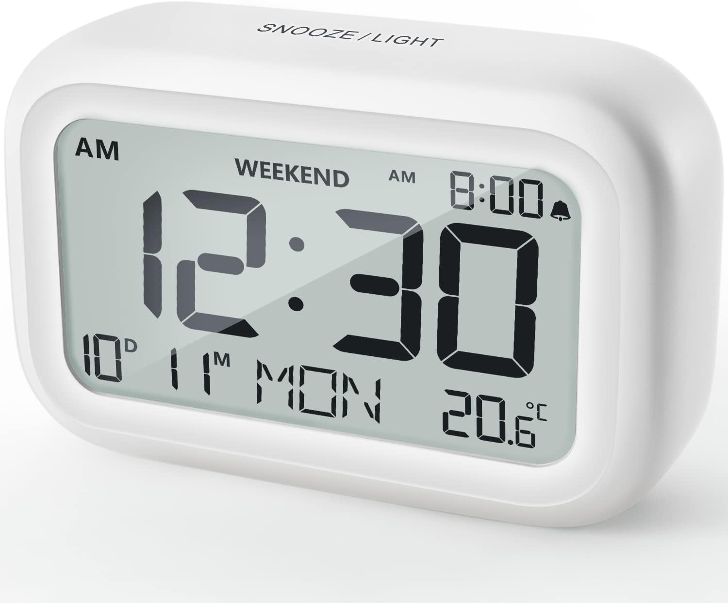 DOOMAY Digital Alarm Clock Bedside - Battery Powered Clock with LCD Display Volu...
