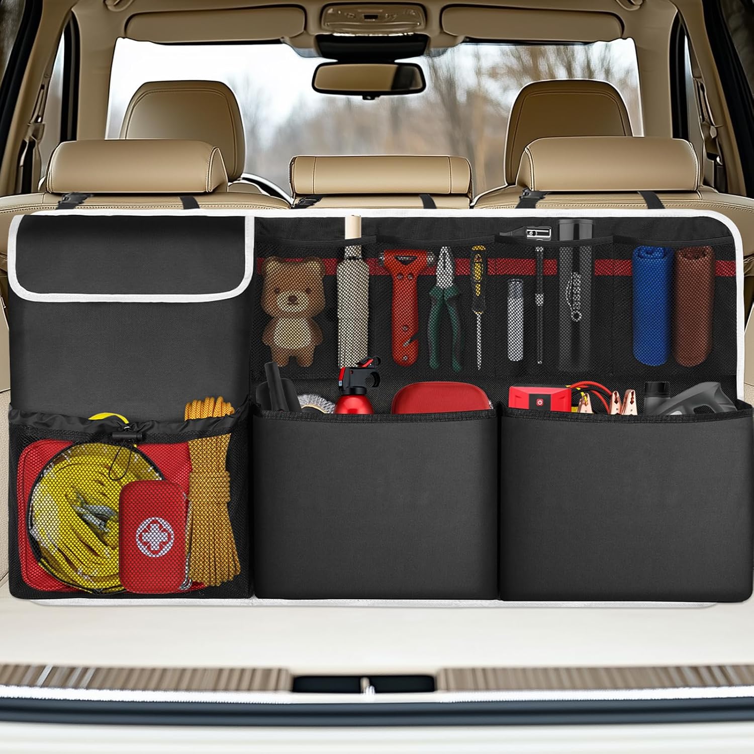Oasser Car Boot Organiser, Car Boot Organiser Storage with 8 Different Functiona...