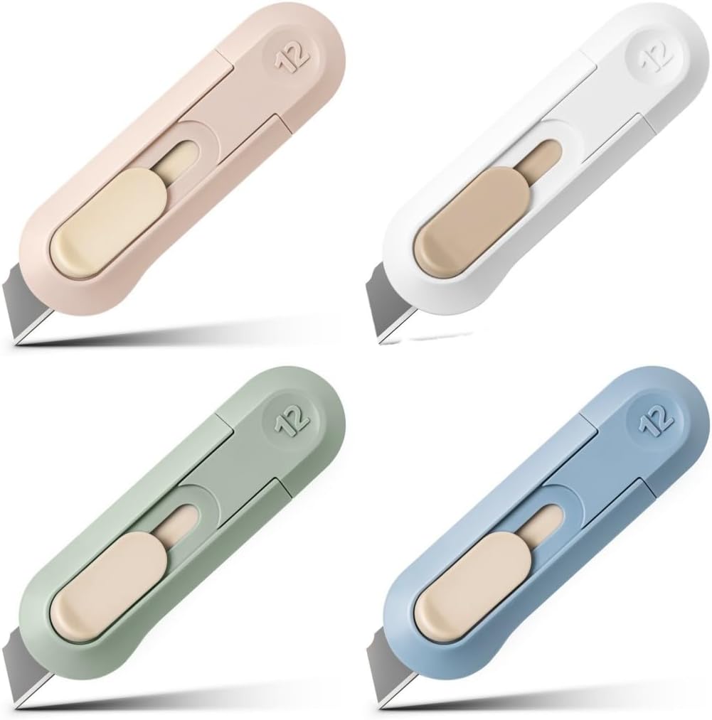4pcs Utility Knife Box Cutters, Retractable Letter Opener, Sharp Cartons Cardboa...