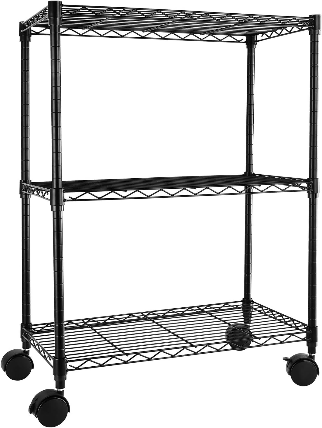 Simple Deluxe Heavy Duty 3-Tier Shelving with Wheels, Height Adjustable Storage...