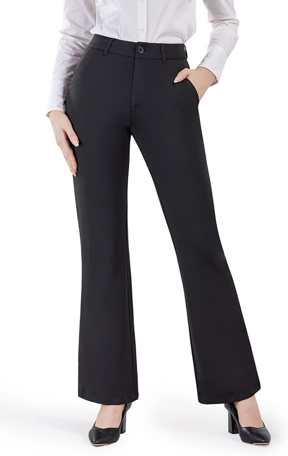 Bamans Womens Dress Pants Flare Leggings Work Office Pants Wide Leg Slacks High...