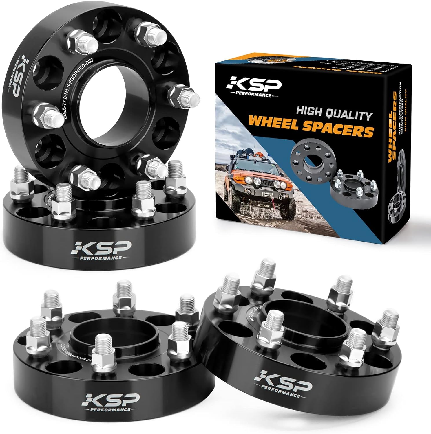 KSP 6X5.5 Wheel Spacers for Ram 1500 2019-2024,1.5"(38mm) Real Forged Hub Centri...