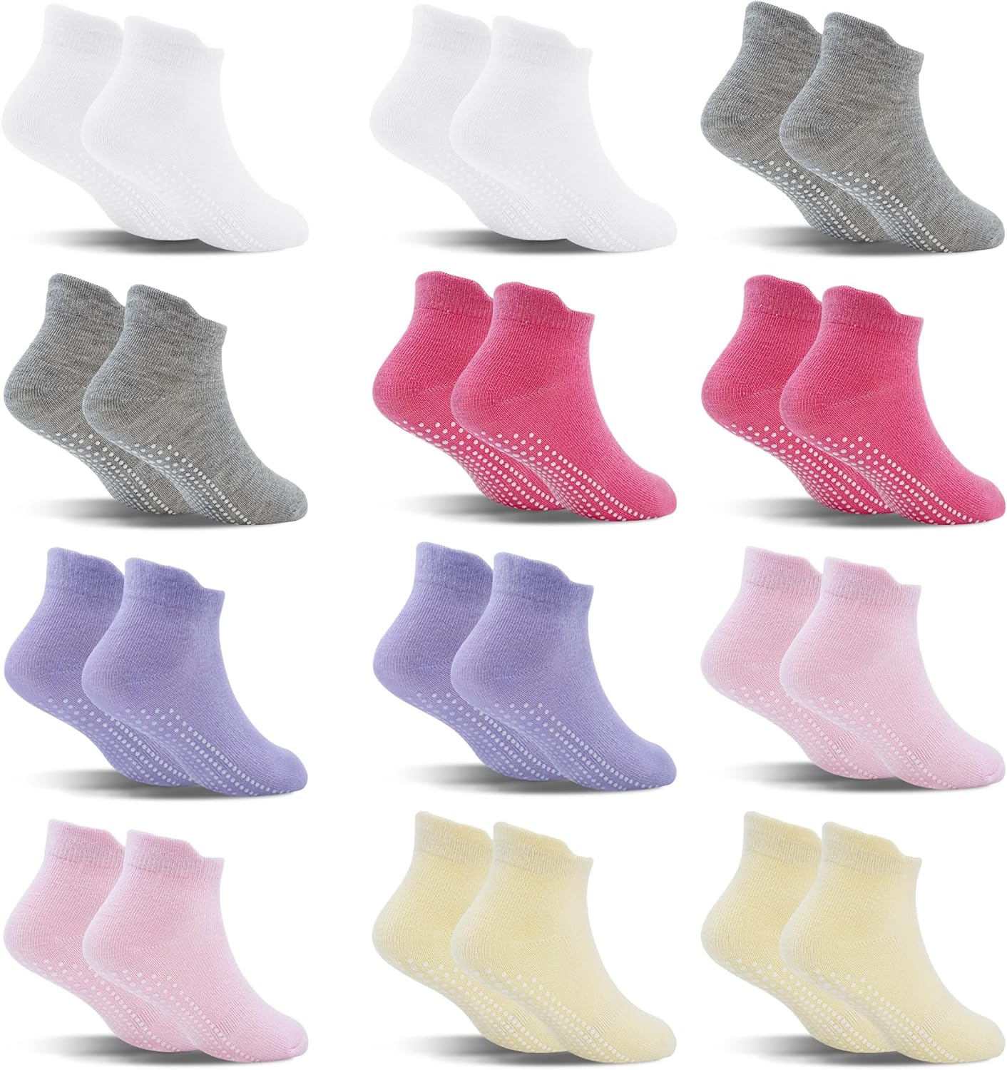 SkiBeaut Toddler Socks - Ankle Non-Slip Skid Kids Socks, 12 Pairs, Low Cut, Grip...