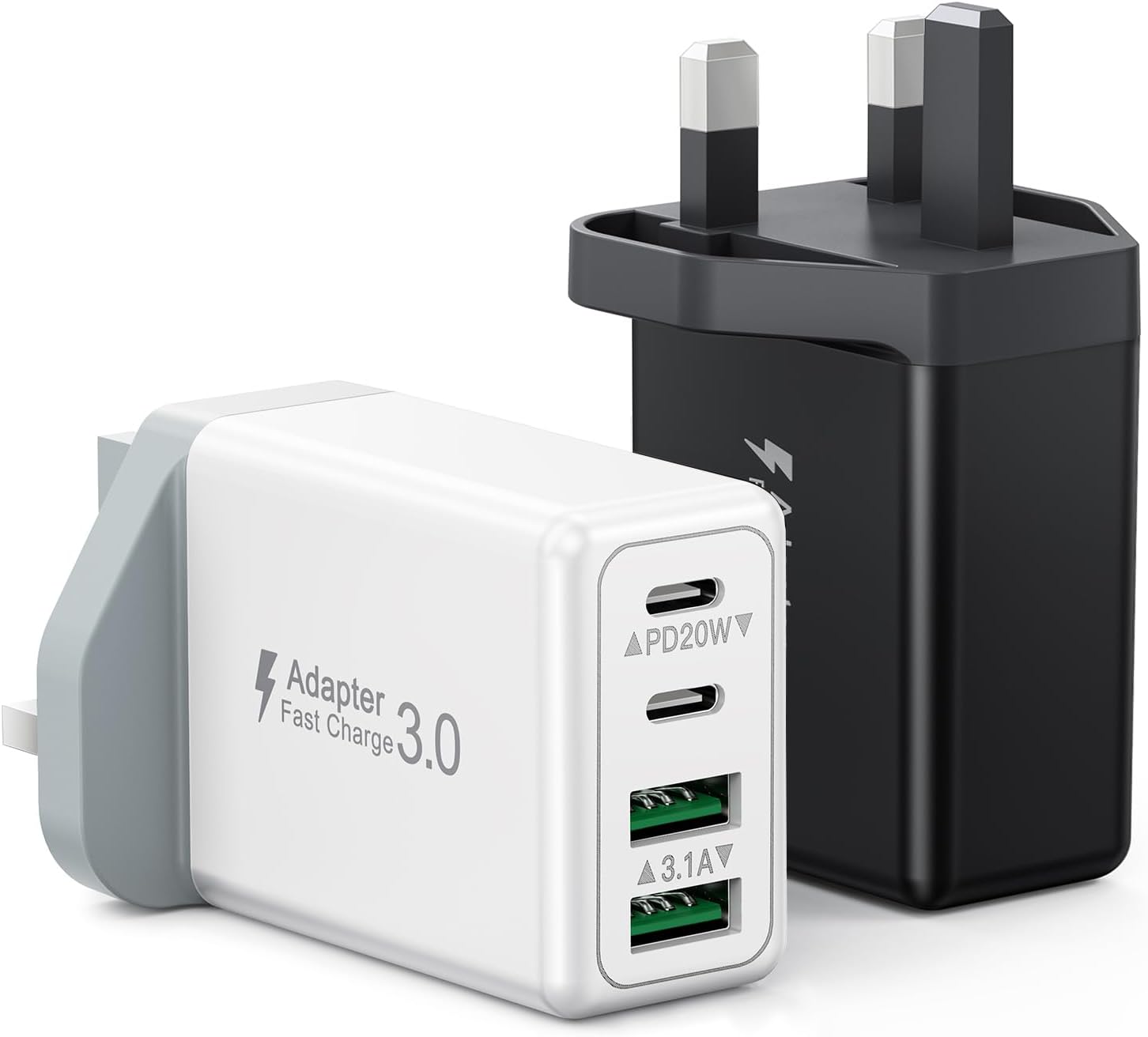 2-Pack USB C Plug Fast Charge, 40W 4-Port USB C Charger Plug PD Power Adapter +...