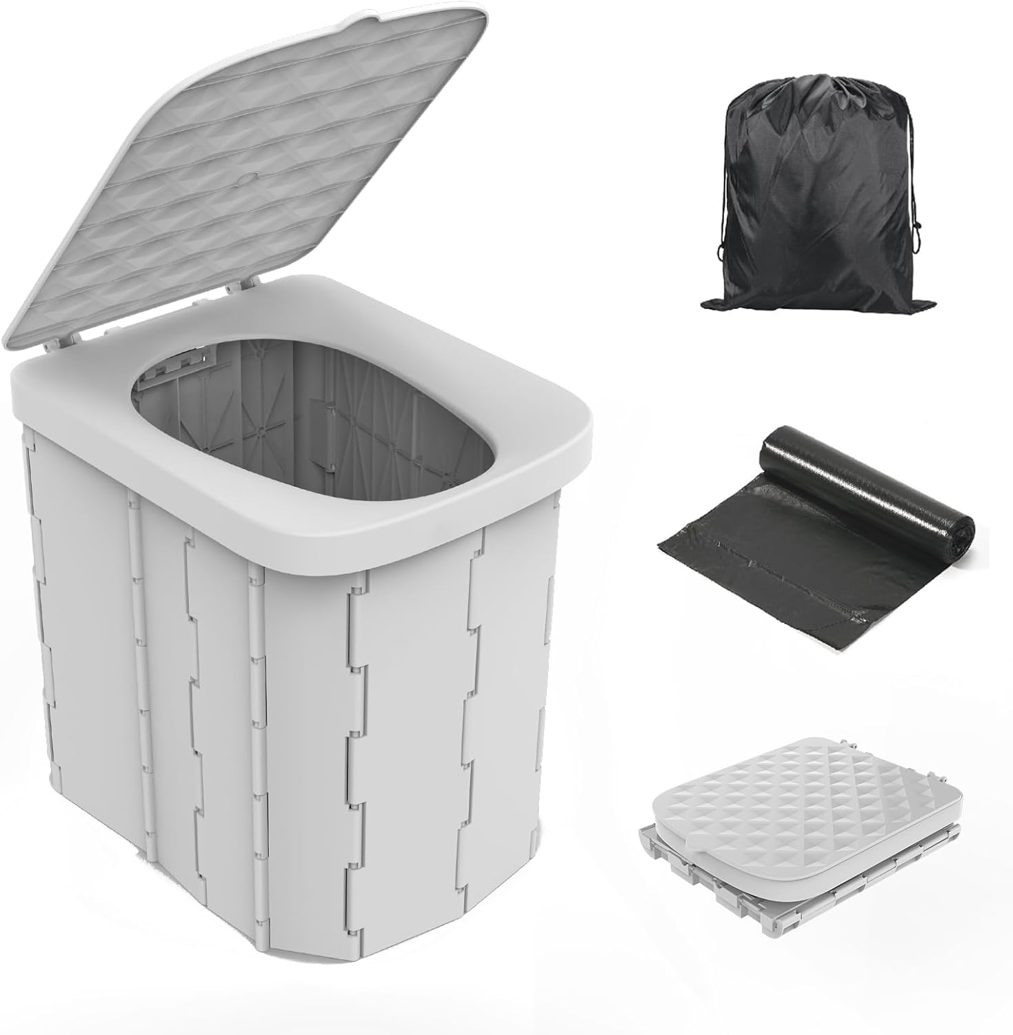 Portable Camping Toilet for Adults - Hapoon XL Portable Folding Toilet with Lid,...