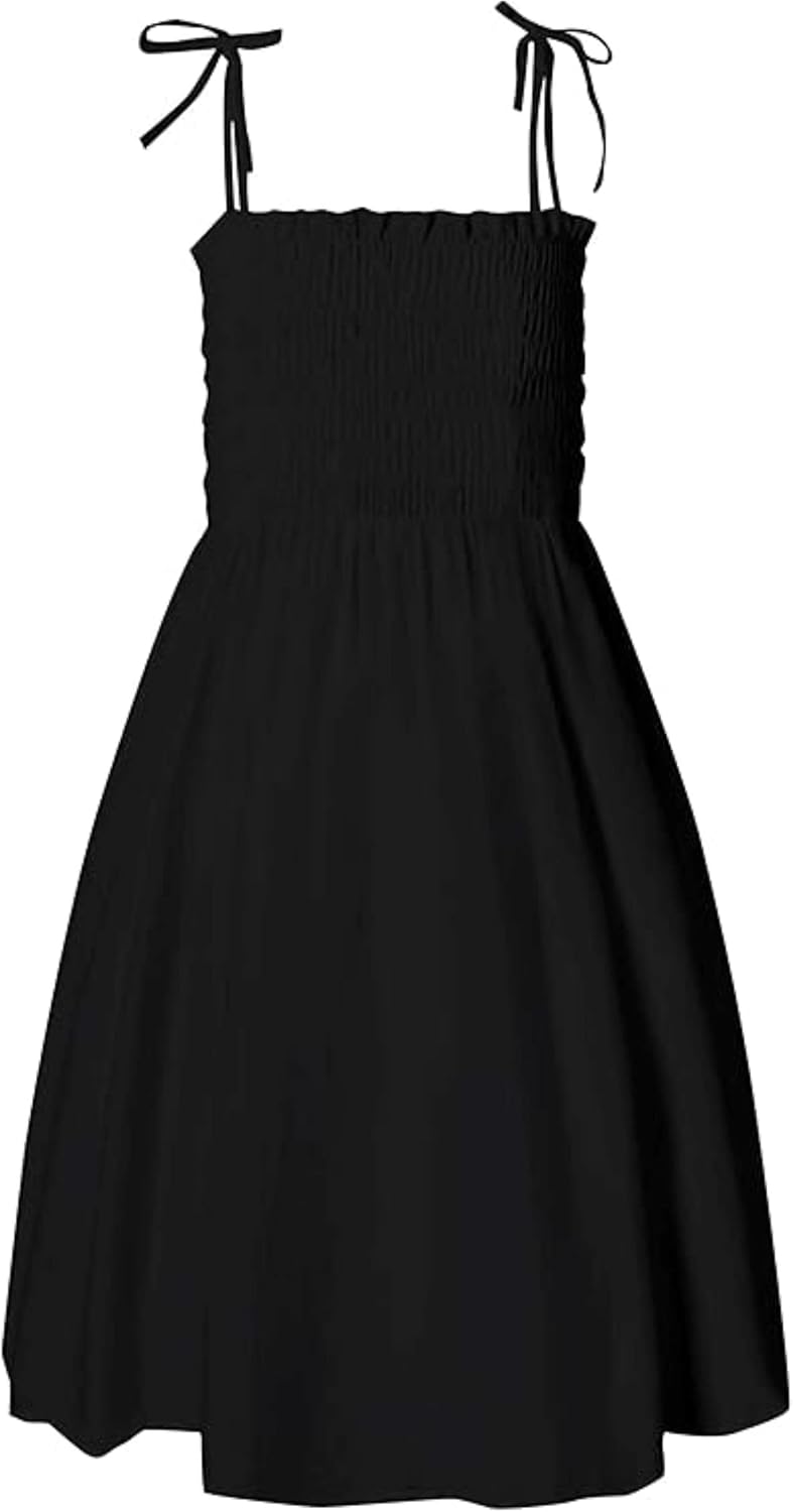 SANGTREE Girls' Women's Summer Sundress Casual Smocked Floral Beach Holiday Dres...