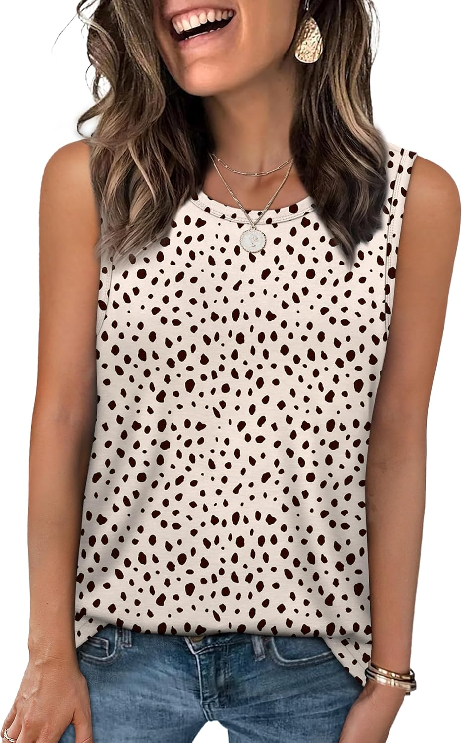WEESO Womens Tank Tops Loose Fit Summer Fashion Shirts Sleeveless Tops Round Nec...