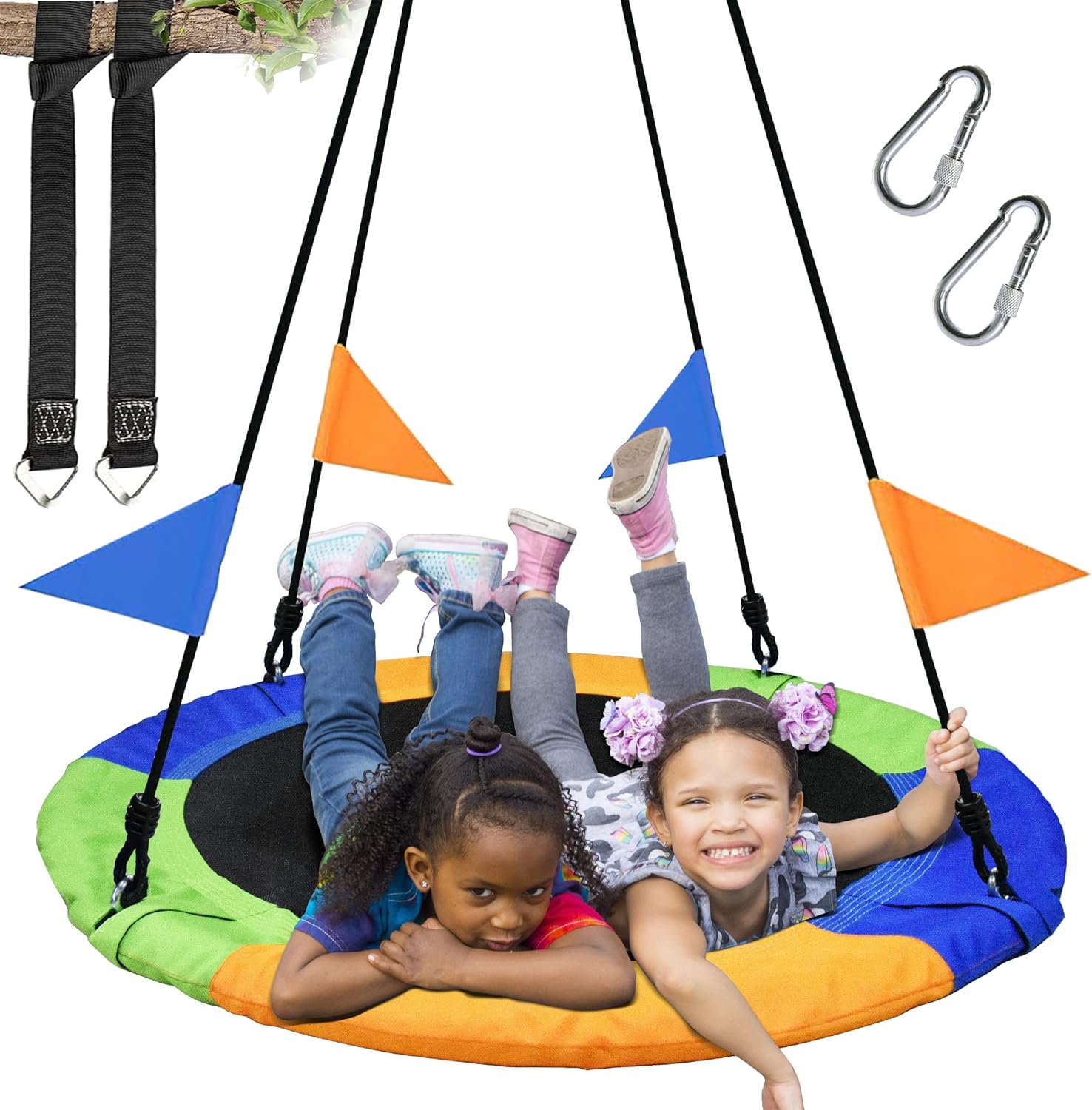 PACEARTH 40 Inch Saucer Tree Swing Flying 900lb Weight Capacity 2 Added Hanging...
