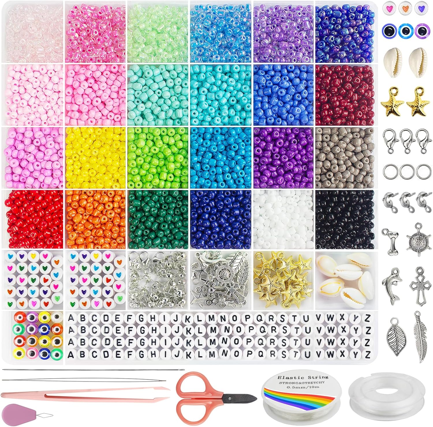 Redtwo 4mm Glass Seed Beads for Jewelry Bracelet Making Kit, Small Beads Friends...
