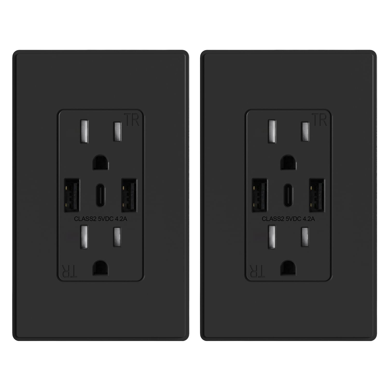 ELEGRP USB Wall Outlets, 3-Ports USB C Wall Outlets Receptacles, Matte Black 15...