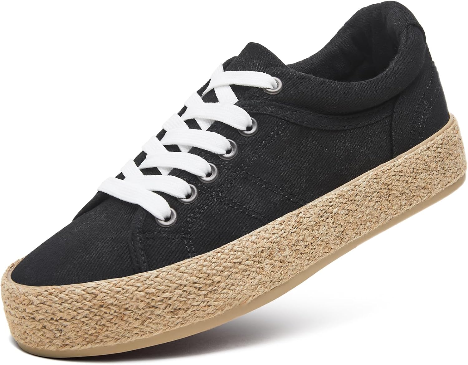Uoidru Canvas Shoes for Women Platform Sneakers Soft Washed Demin Canvas Sneaker...