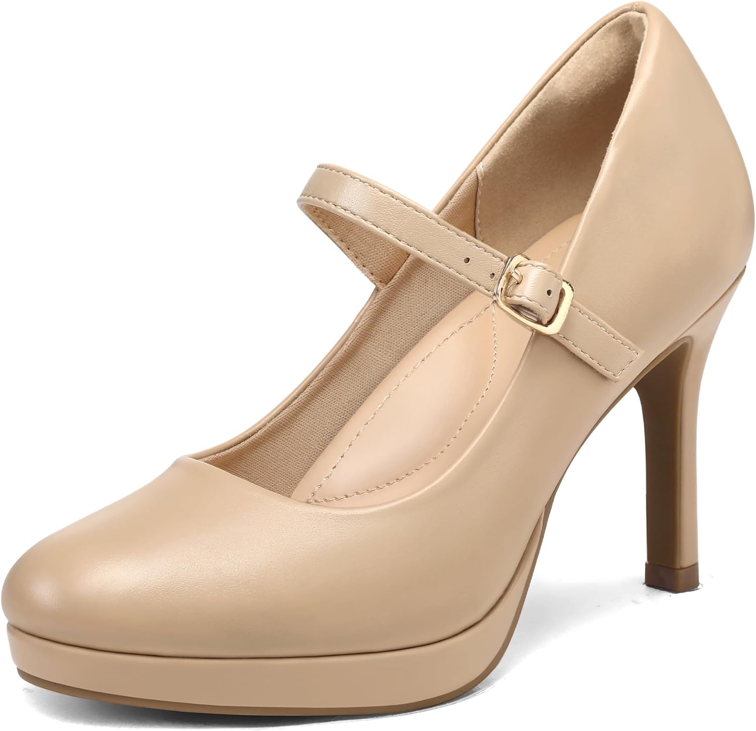 mysoft Women's Pumps Closed Toe Mary Jane Pumps Round Toe Platform High Heel Dre...