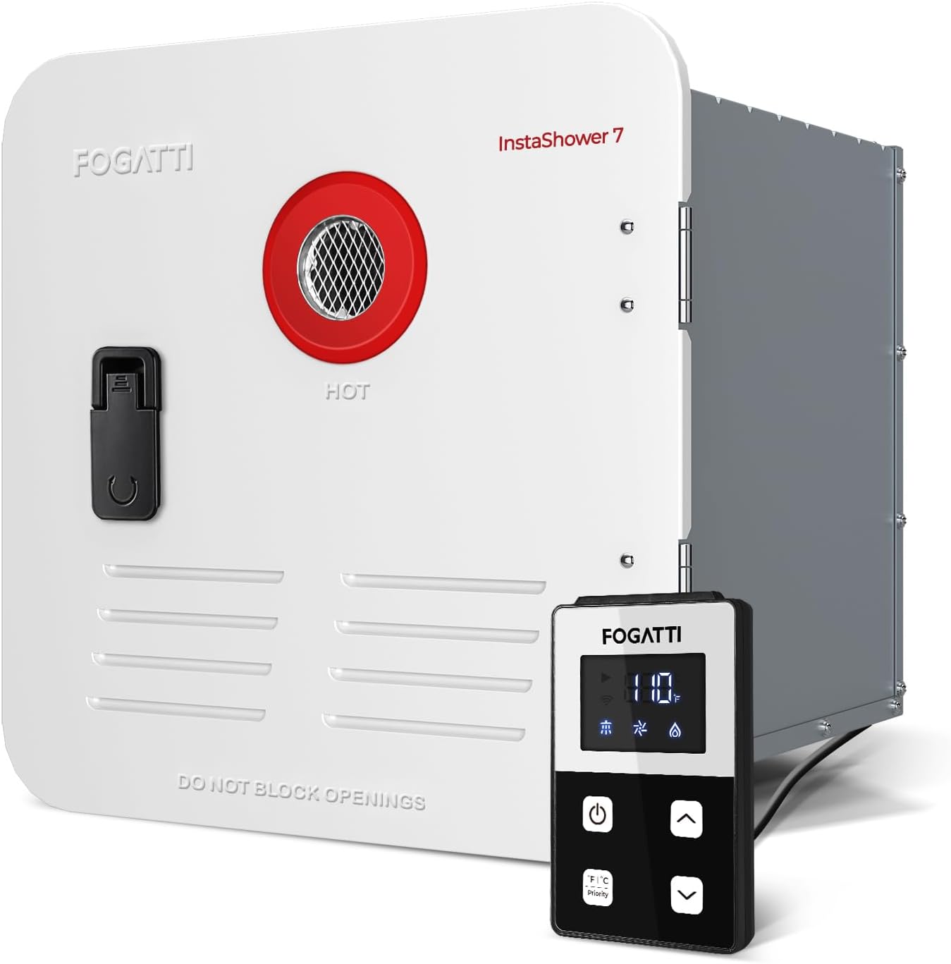 FOGATTI RV Tankless Water Heater, InstaShower 7, Gen 2, with 15 x 15 inches Whit...