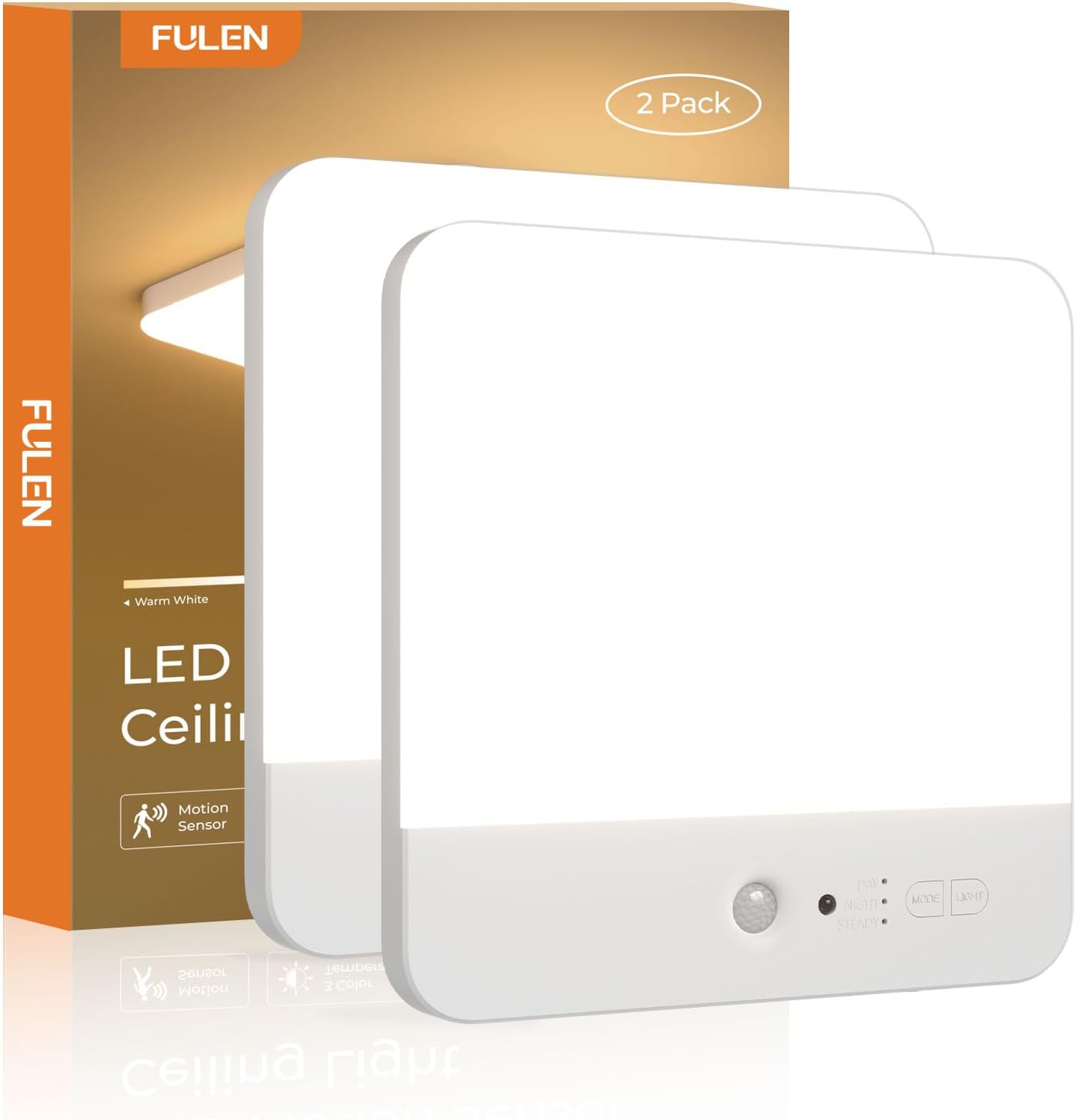 FULEN LED Ceiling Light Motion Sensor, Cordless Bathroom Ceiling Lamp Battery Op...