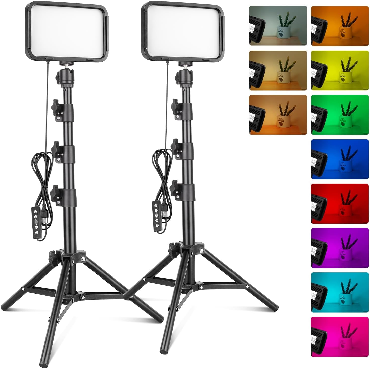 Torjim RGB Photography Video Lighting, Studio Lights with Adjustable Tripod Stan...