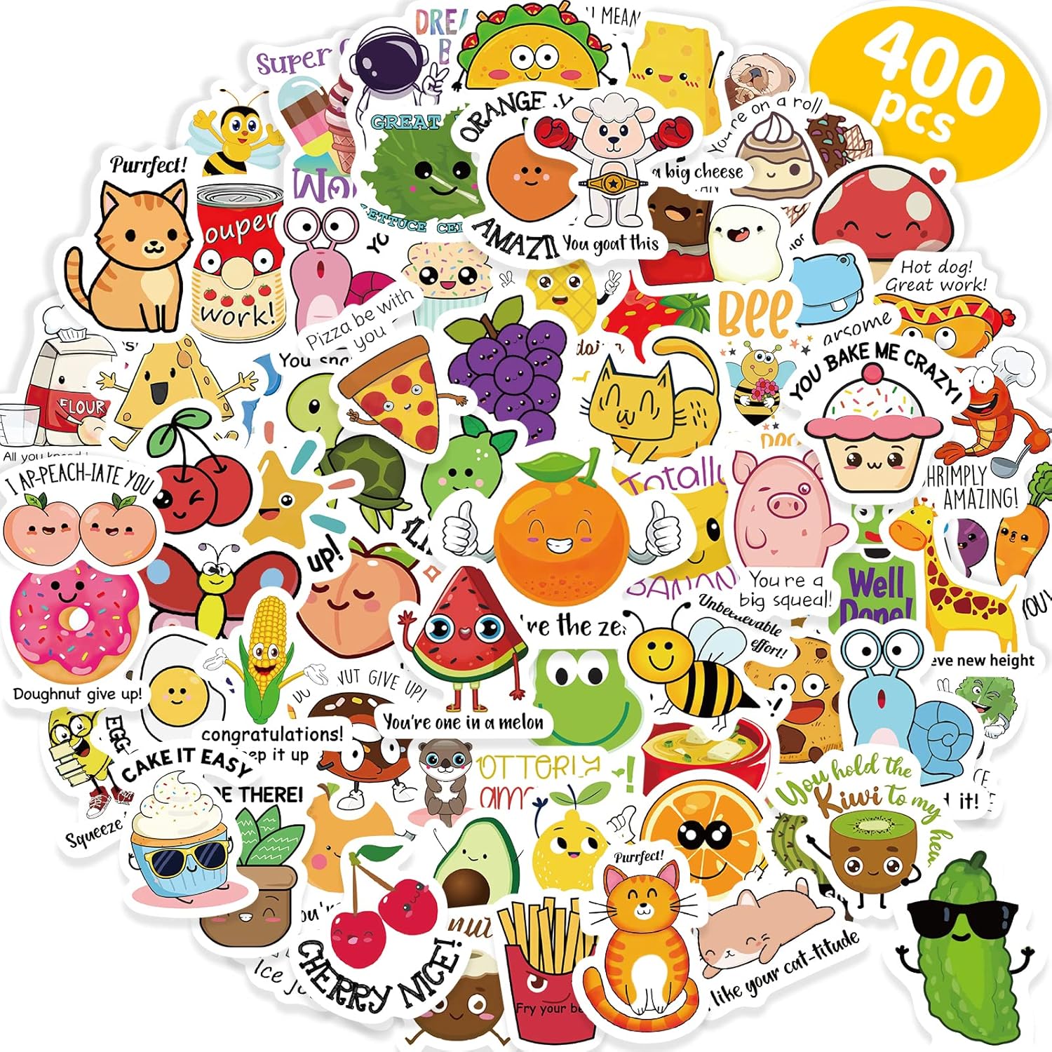 Benresive 400 Pcs Cute Stickers for Kids, Water Bottle Stickers for Kids, 80 Sty...