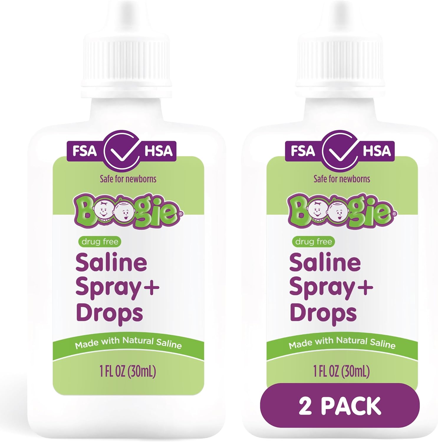 Boogie Baby Saline Nasal Spray and Drops, Allergy Relief, Nasal Spray Decongesta...