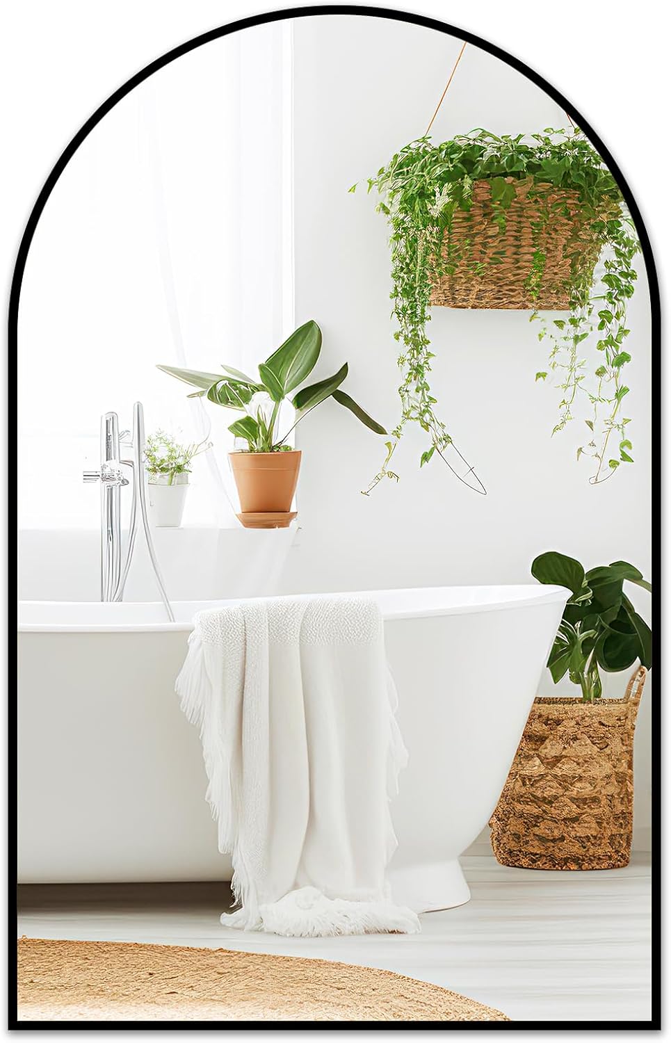 Fabuday Black Arched Wall Mirror for Bathroom 24x36 - Large Arch Mirror for Over...