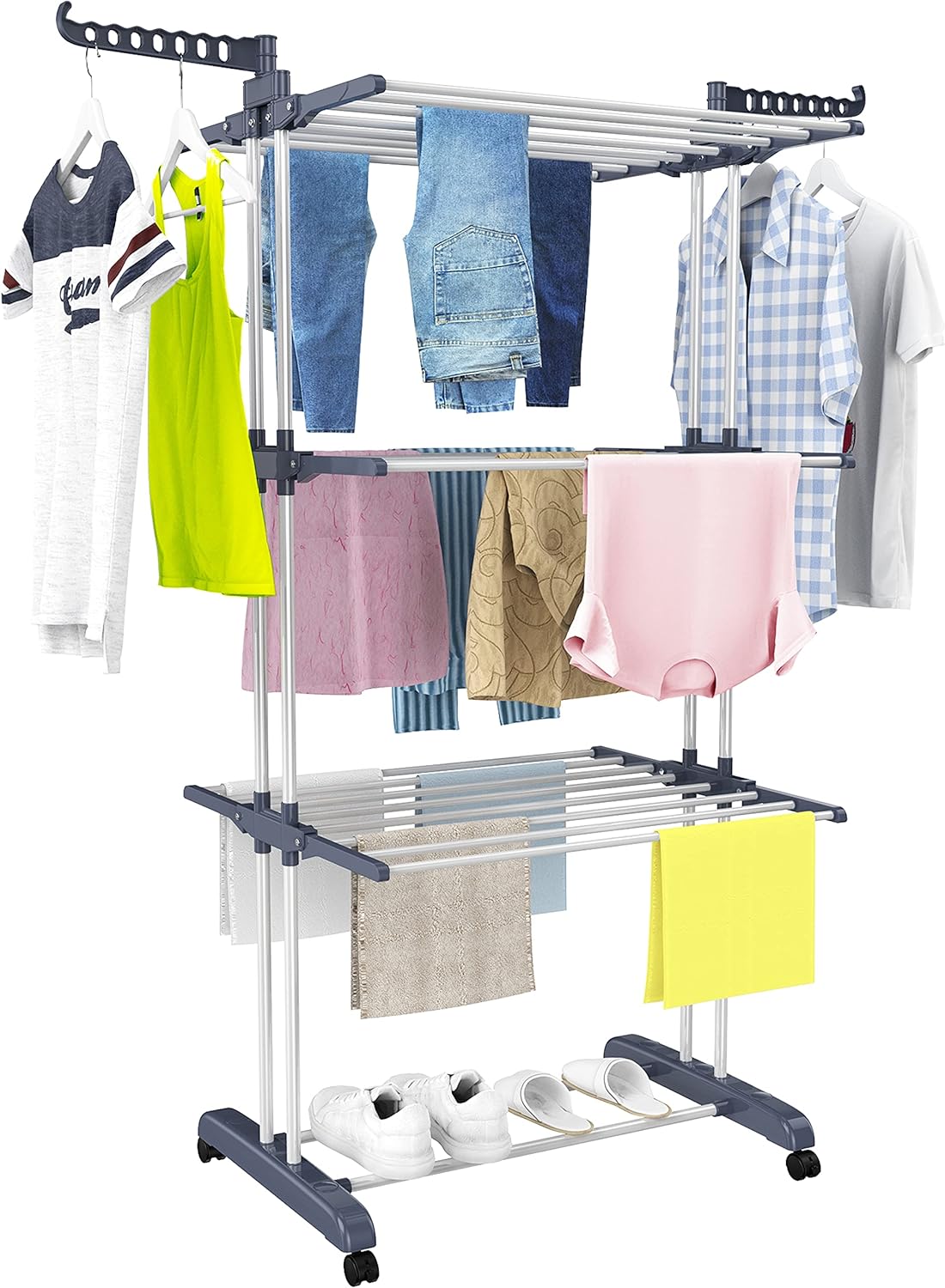 HOMIDEC Clothes Drying Rack, Oversized 4-Tier(67.7" High) Foldable Stainless Ste...