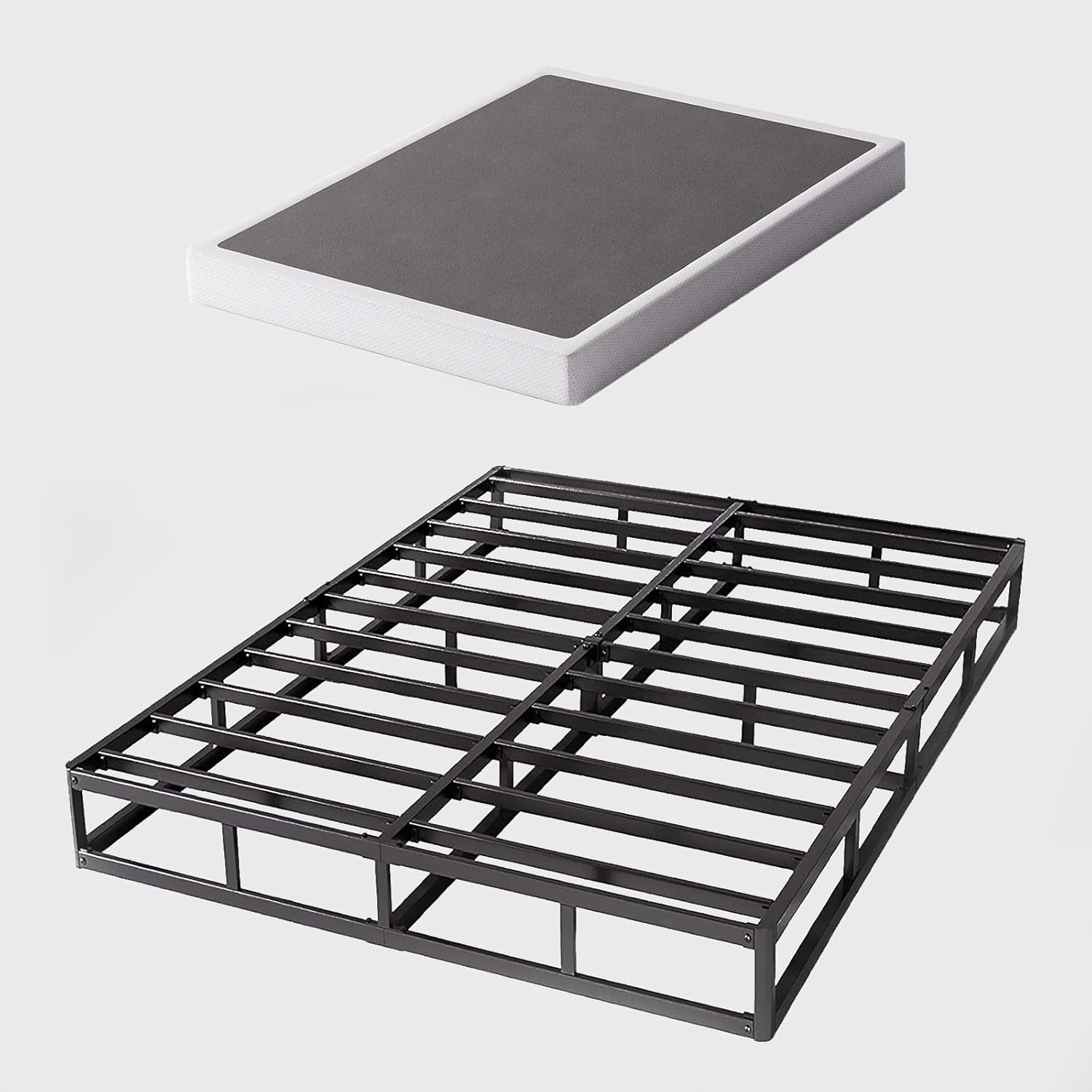 Full Size Box Spring and Cover Set, 9 Inch High Profile Metal BoxSpring, Heavy D...