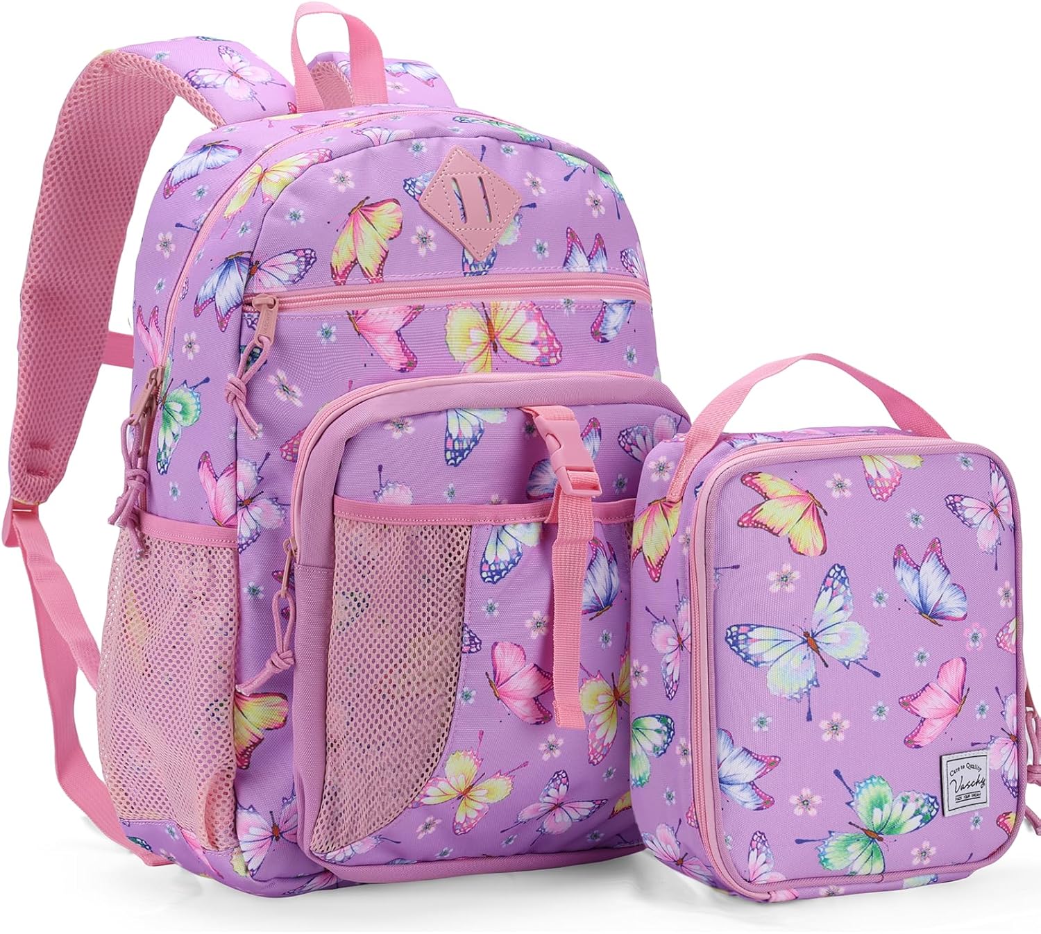 VASCHY Toddler Backpack Lunch Bag Set, Girls School Bookbag Insulated Lunch Box...