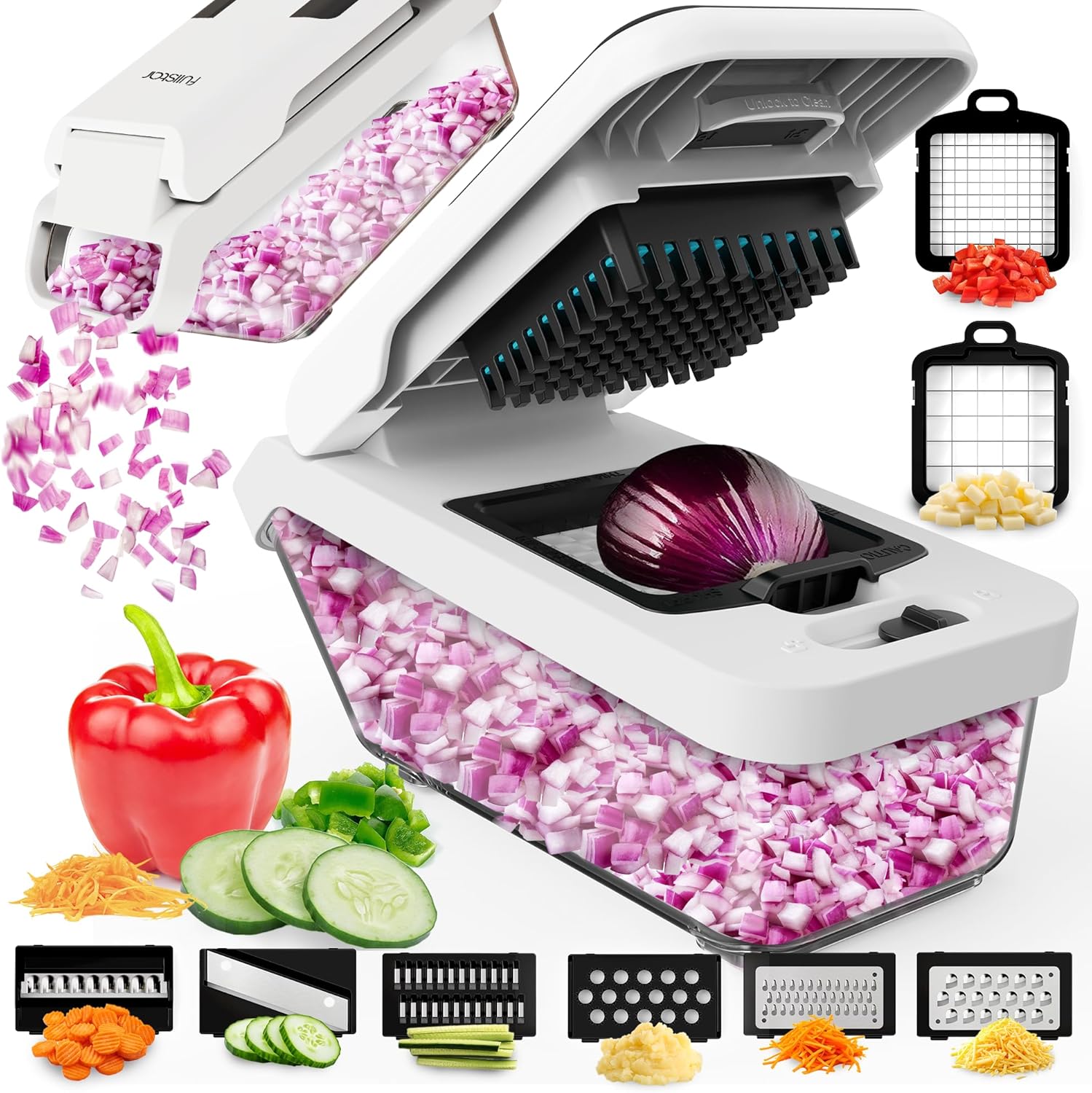 Fullstar Vegetable Chopper, Veggie Chopper with Container and Lid, Food Chopper...