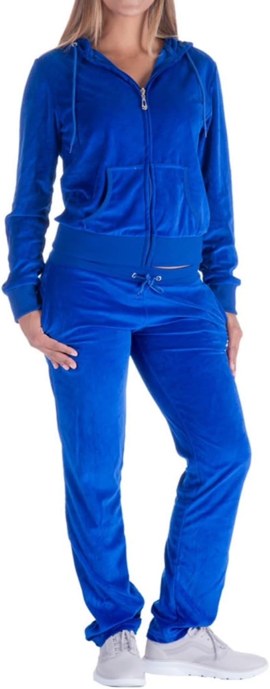 Womens Jogging Suits Sets Running Velour Outfit Zipper Warm Up 2 Pieces Hoodie a...