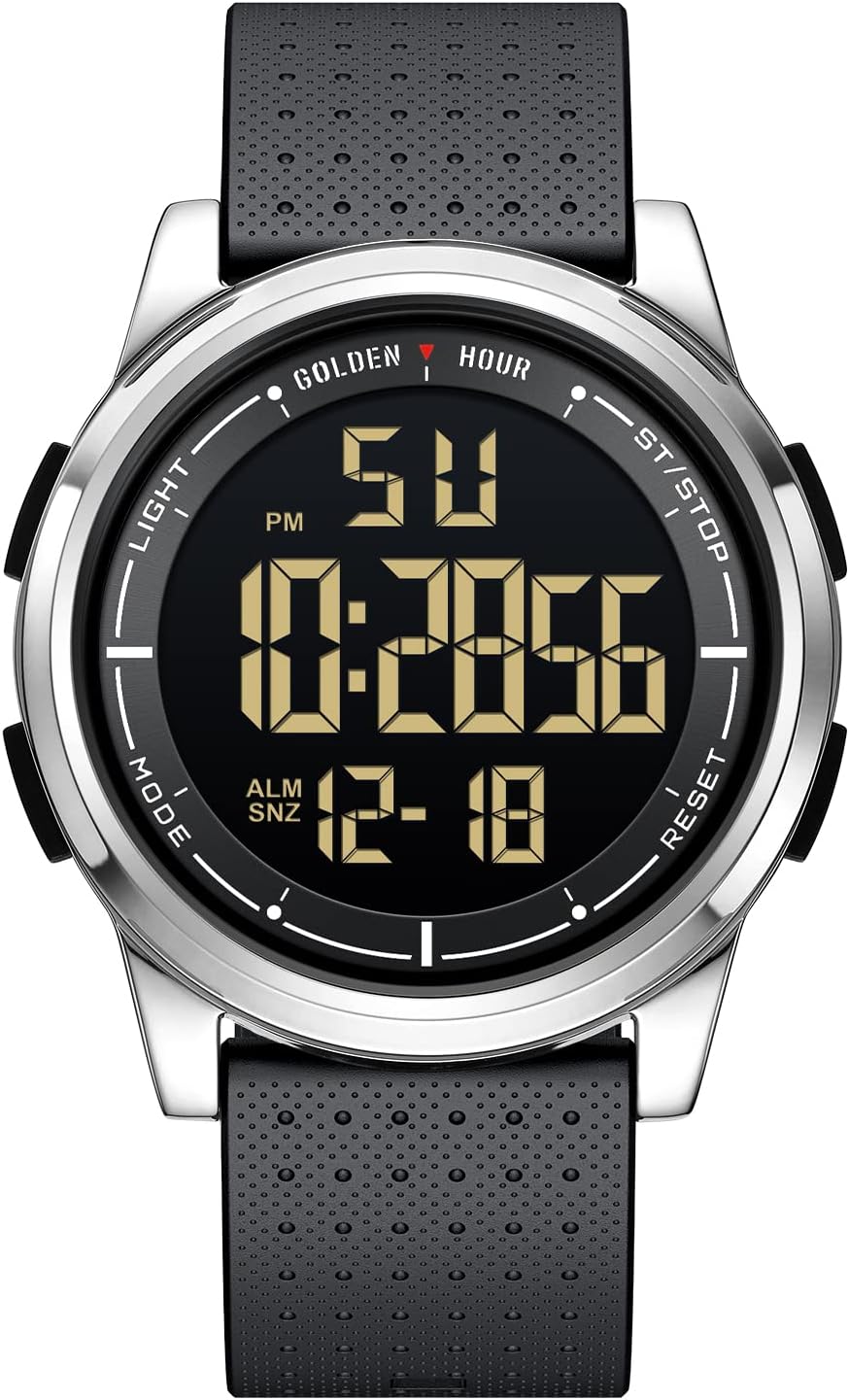 GOLDEN HOUR Ultra-Thin Minimalist Sports Waterproof Digital Watches Men with Wid...