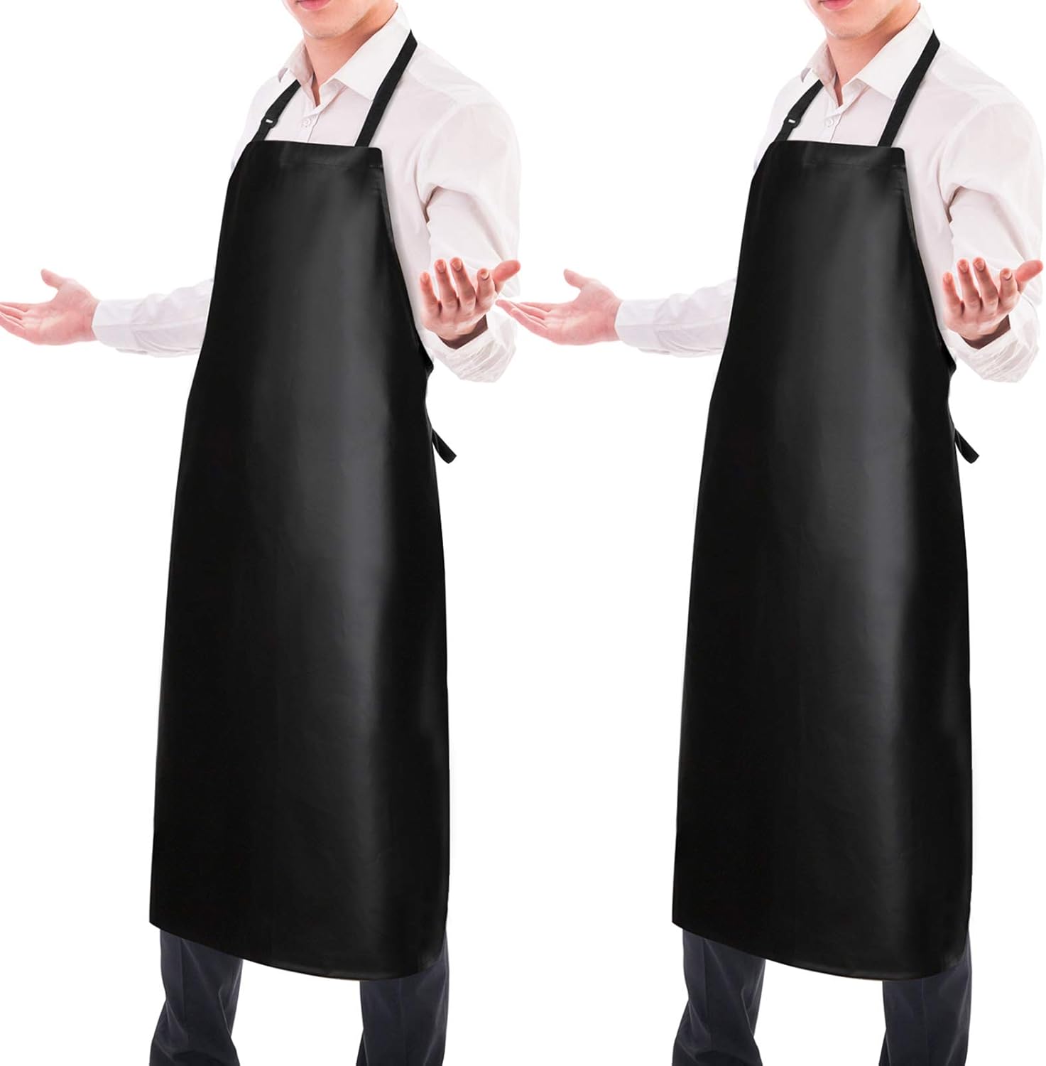 Gotega 2 Pack Waterproof Rubber Vinyl Apron, 40 Inch Heavy Duty Chemical Resista...
