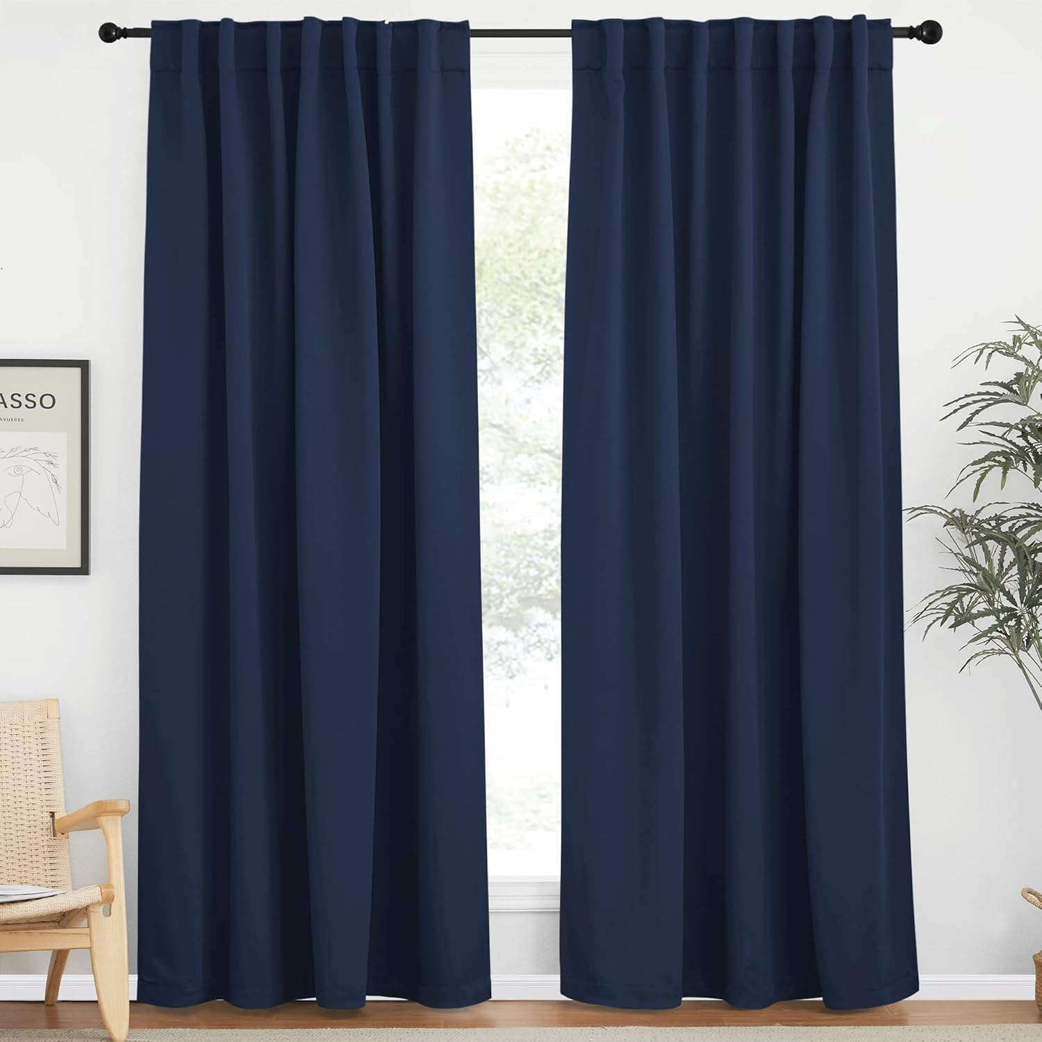 NICETOWN Vertical Blinds Window Curtain Panels - (Navy Blue Color) 62 by 84 inch...