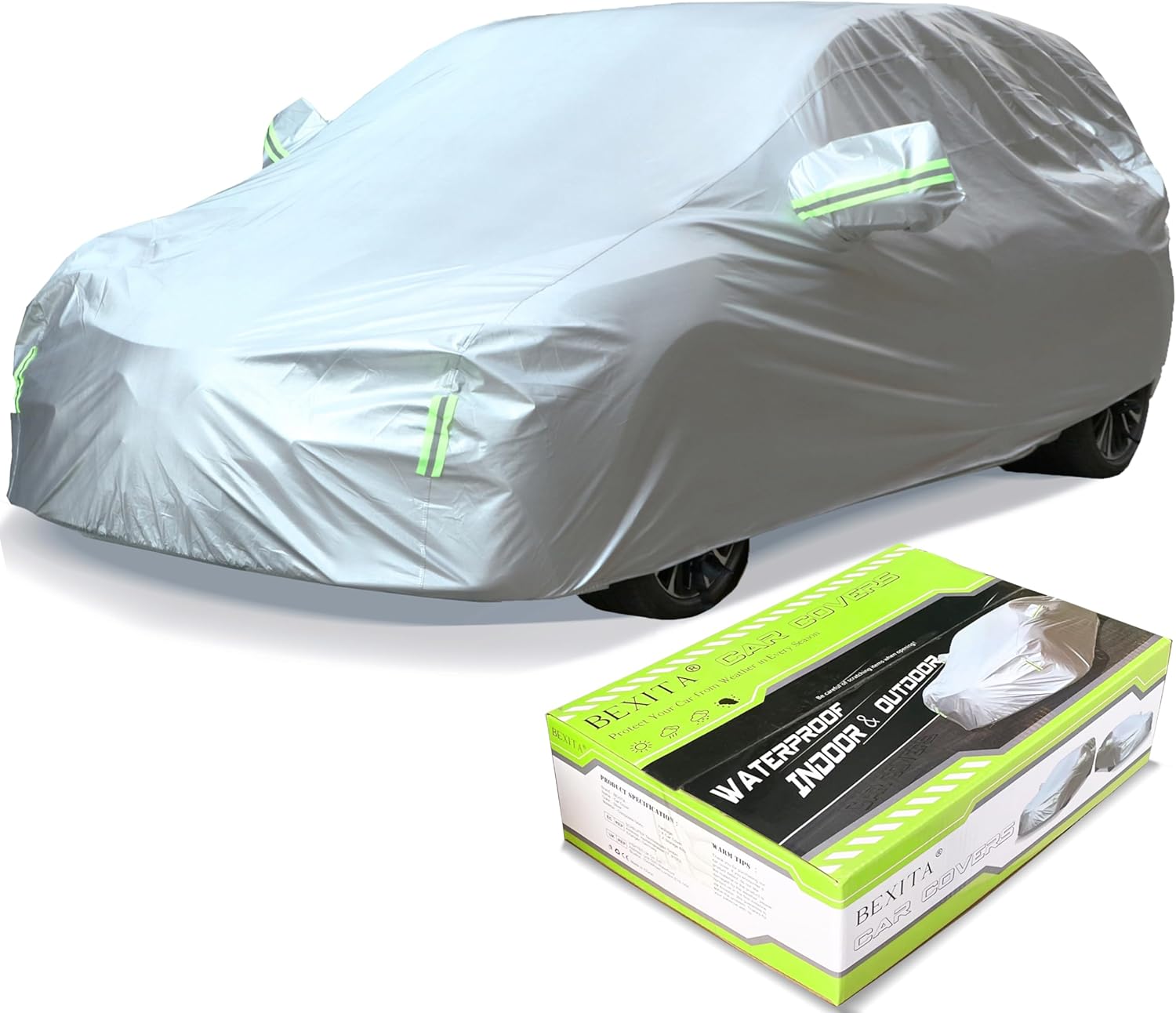 BEXITA Car Cover Small Waterproof Outdoor Full Car Covers for Winter Windproof S...