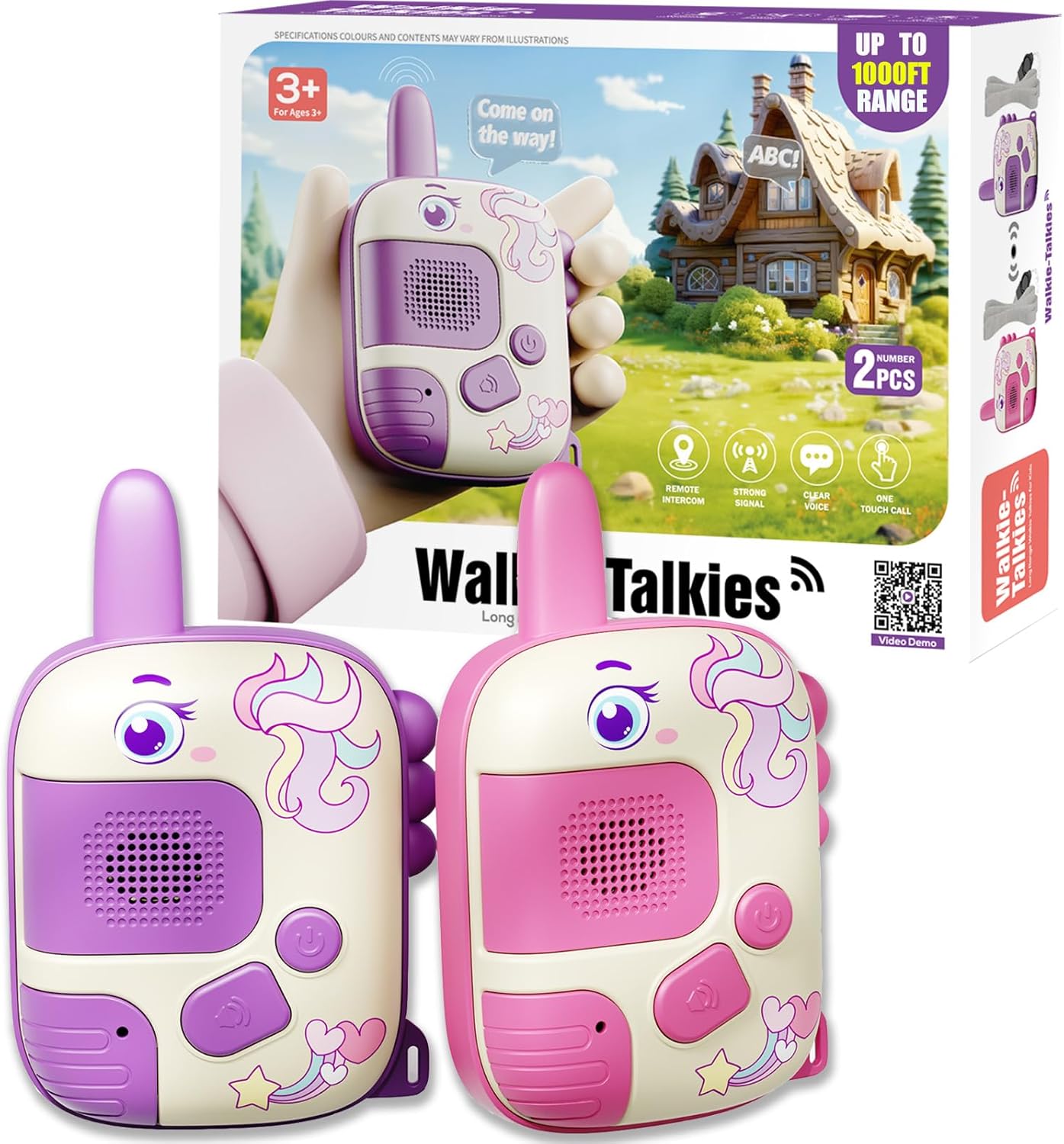 DQMOON 2PCS Walkie Talkie for Kids, Unicorn Gifts for Girls 3 4 5 6 7 Year Old G...