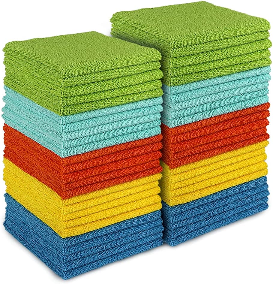 AIDEA Microfibre Cloth Pack of 50, Multifunctional Reusable Cleaning Cloths, Lin...