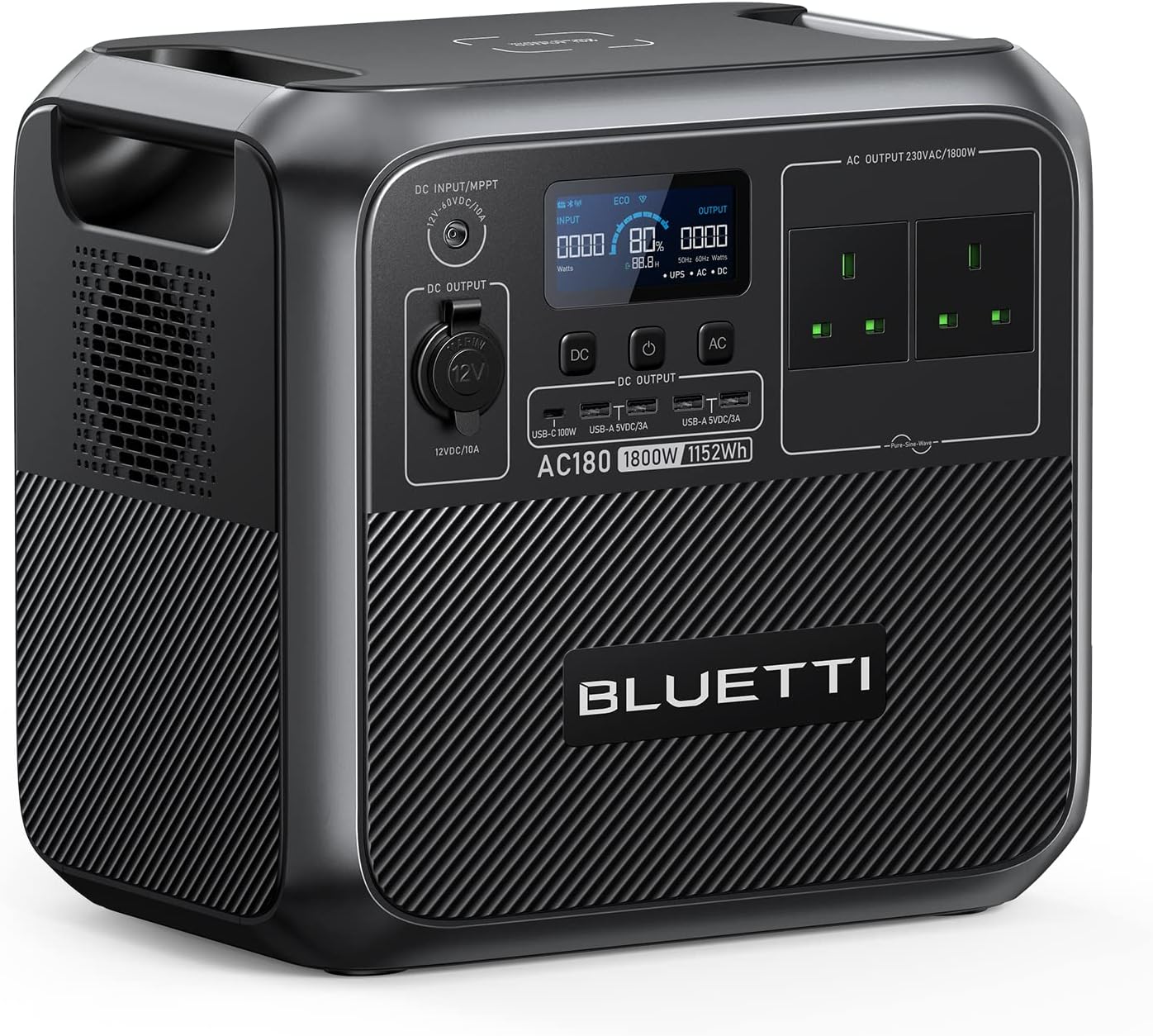 BLUETTI Portable Power Station AC180, 1152Wh LiFePO4 Battery Backup w/ 2 1800W (...