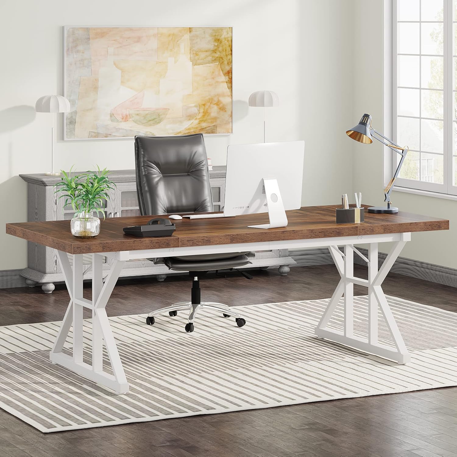 Tribesigns 70.8-Inch Executive Desk, Large Computer Office Desk Workstation, Mod...