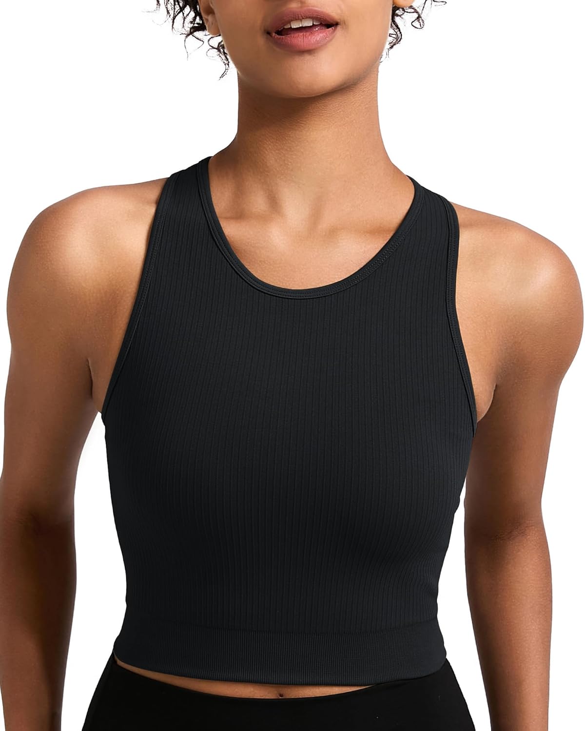 RUNNING GIRL Sports Bras for Women High Impact Seamless Ribbed Longline High Nec...