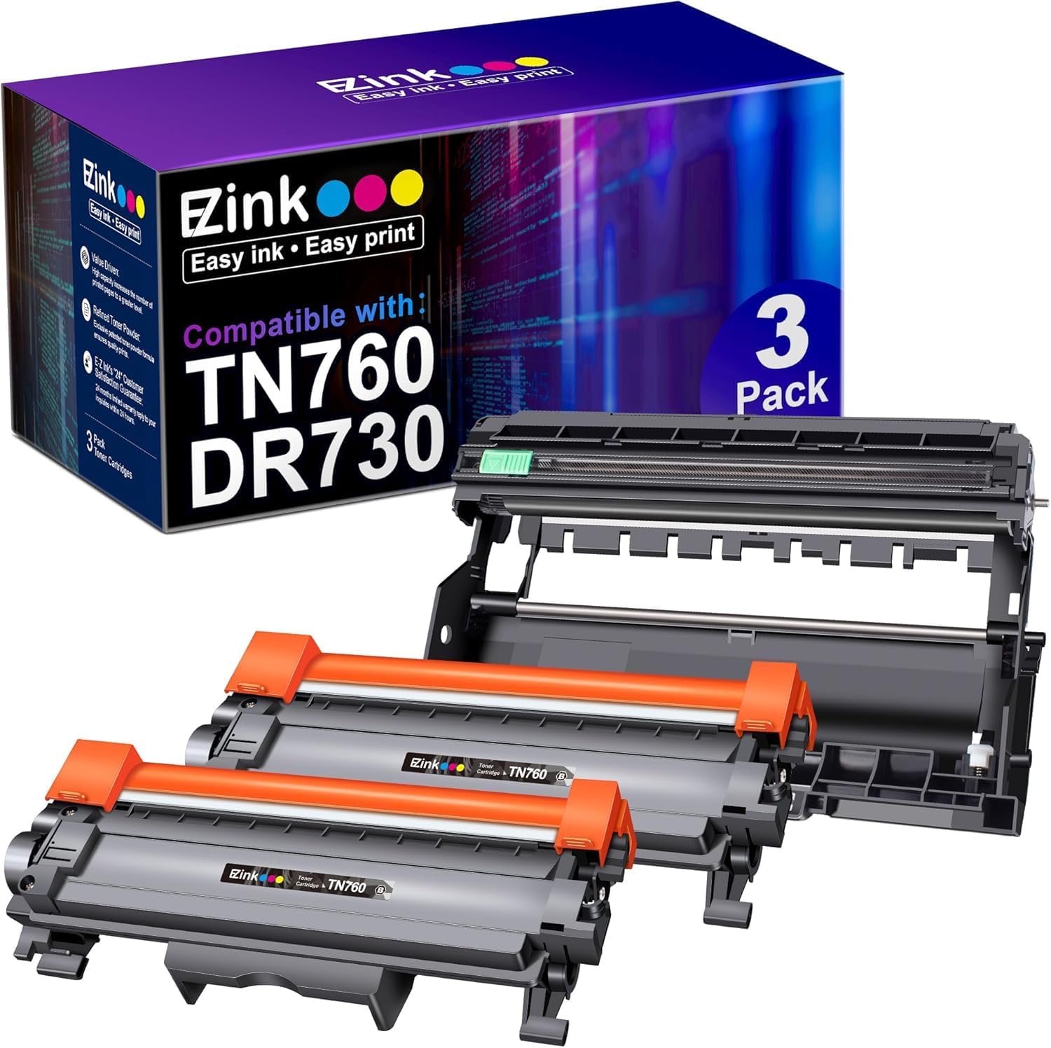 E-Z Ink Compatible Toner Cartridge and Drum Unit Replacement for Brother TN-760...