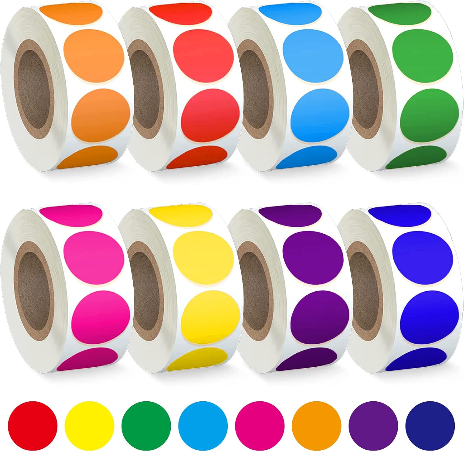 4000 PCS 3/4" Colored Dot Stickers Circle Color Coding Labels, 8 Color Style Col...