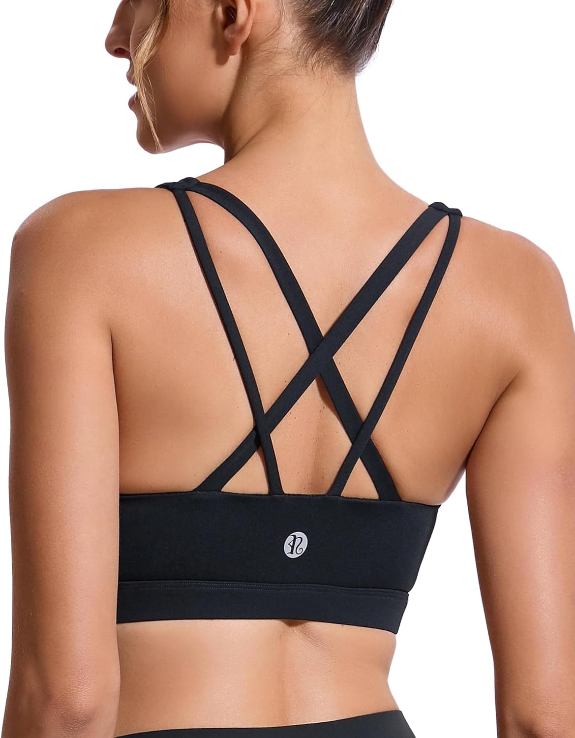 RUNNING GIRL Strappy Sports Bra-Scoop Neck Spaghetti Strap Padded Sports Bra Med...