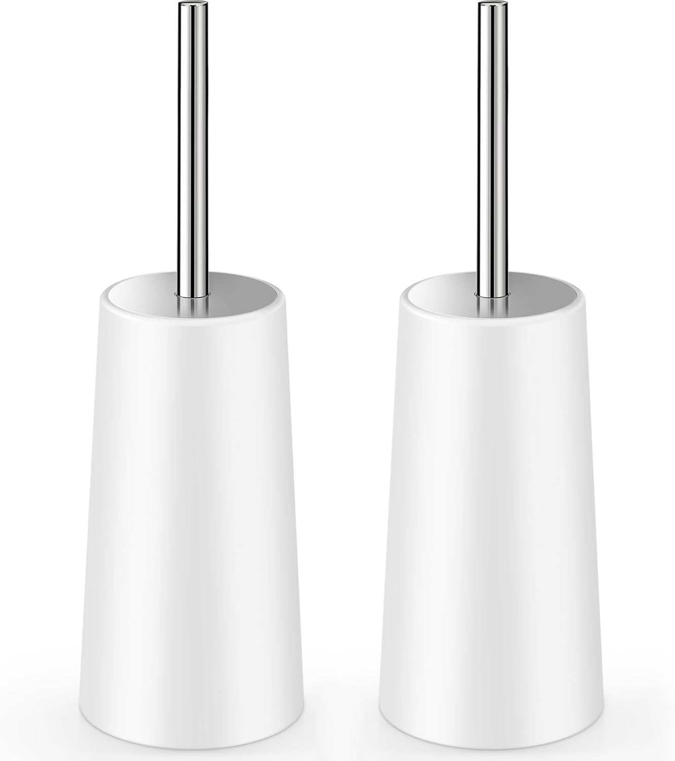 Toilet Brush and Holder, 2 Pack Toilet Brush with 304 Stainless Steel Long Handl...