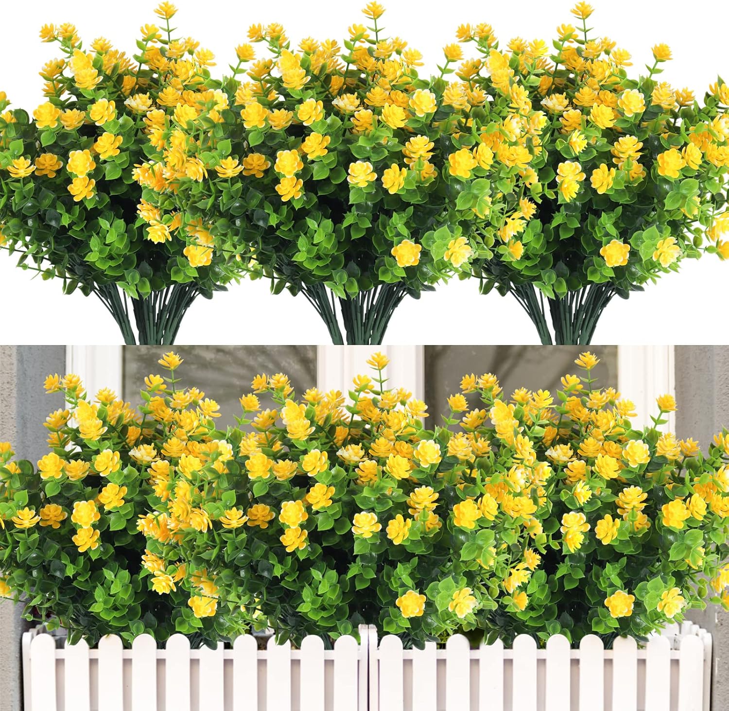 RECUTMS 12 Bundles Outdoor Artificial Flowers UV Resistant Fake Boxwood Plants,...