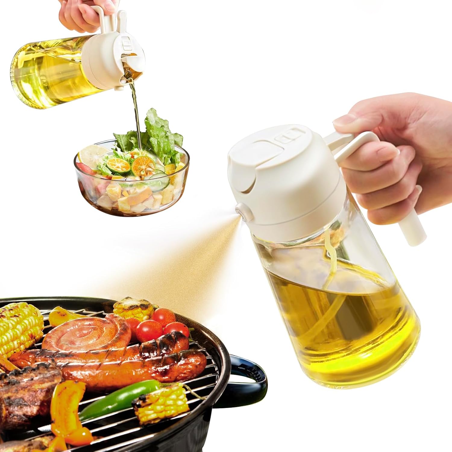 YARRAMATE Oil Sprayer for Cooking, 2 in 1 Olive Oil Dispenser Bottle for Kitchen...