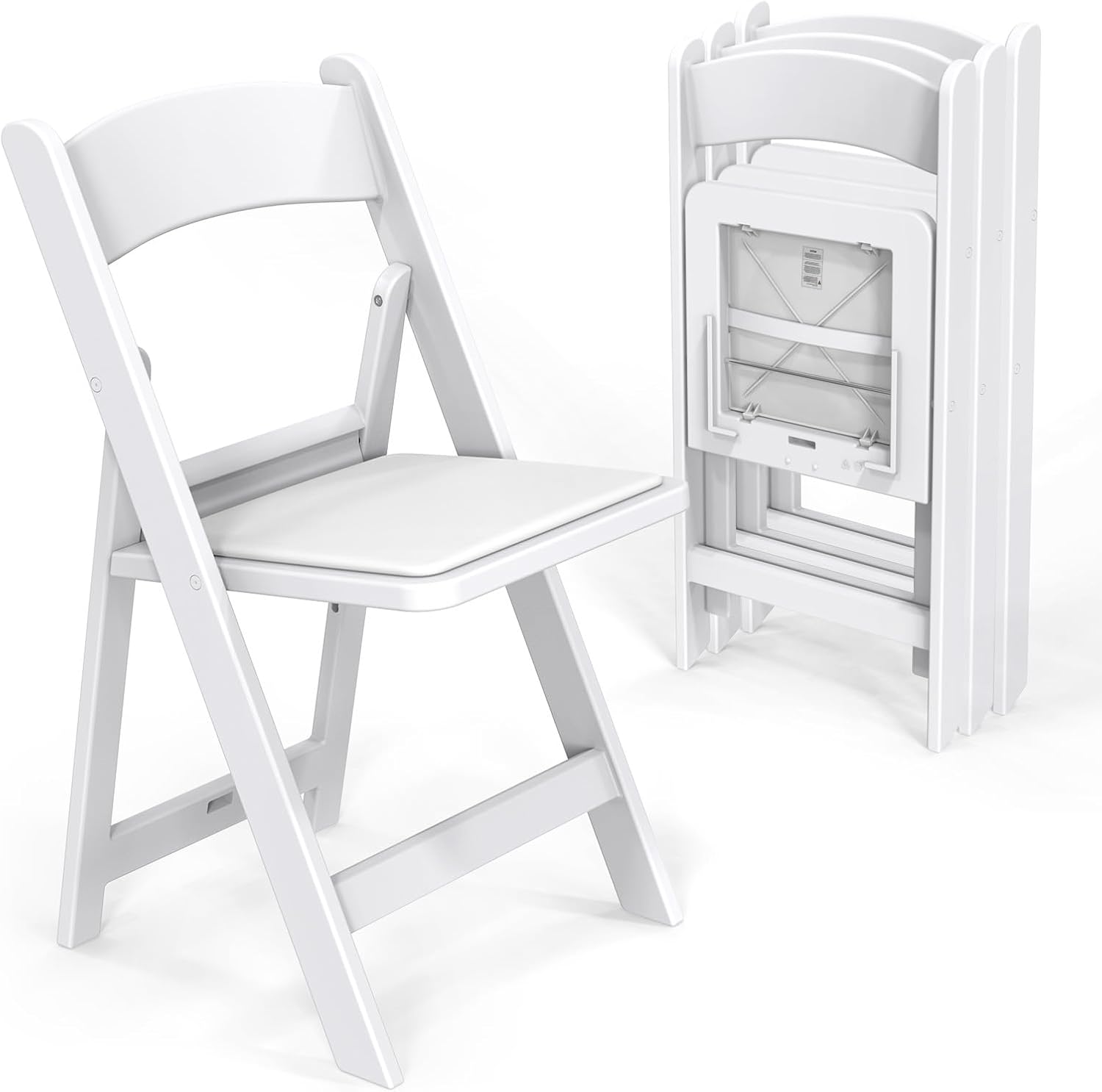 VINGLI Resin Folding Chairs with Cushion, Foldable Plastic Chair with Comfortabl...