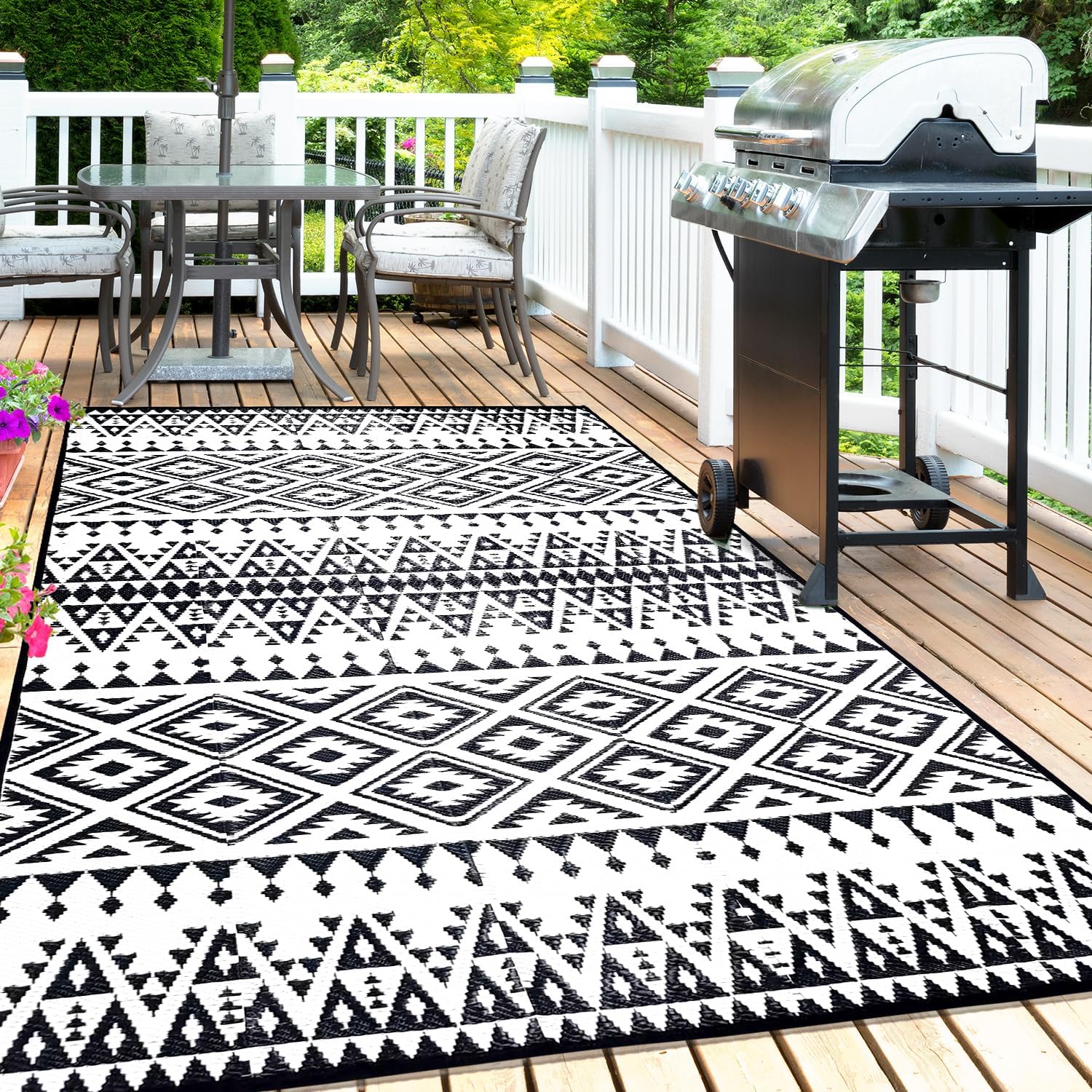 Outdoor Rug Mat for Patio, 6x9ft Waterproof Reversible Plastic Straw Rugs, Campi...