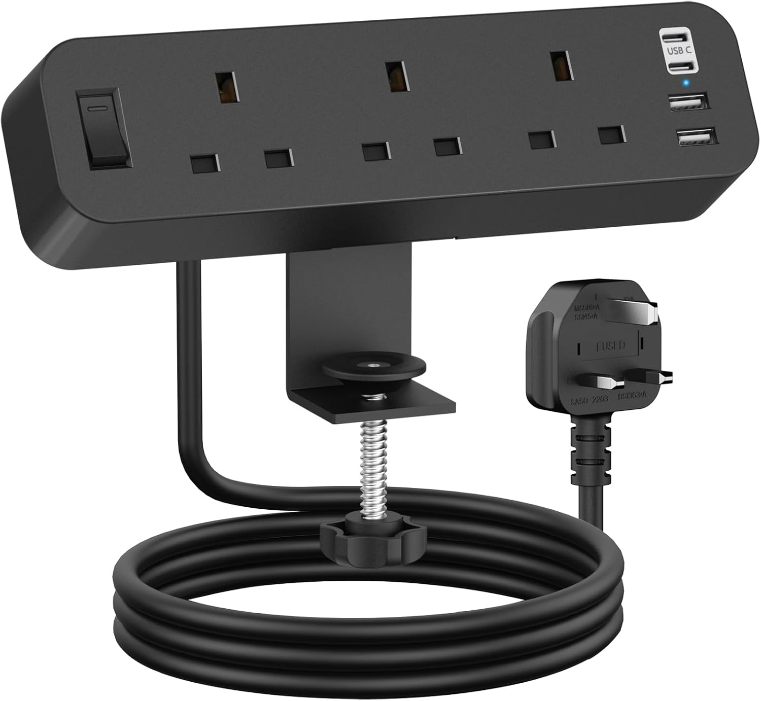 Desk Power Socket with USB C, ANVODE 3 Way Desktop Power Socket Extension with 4...