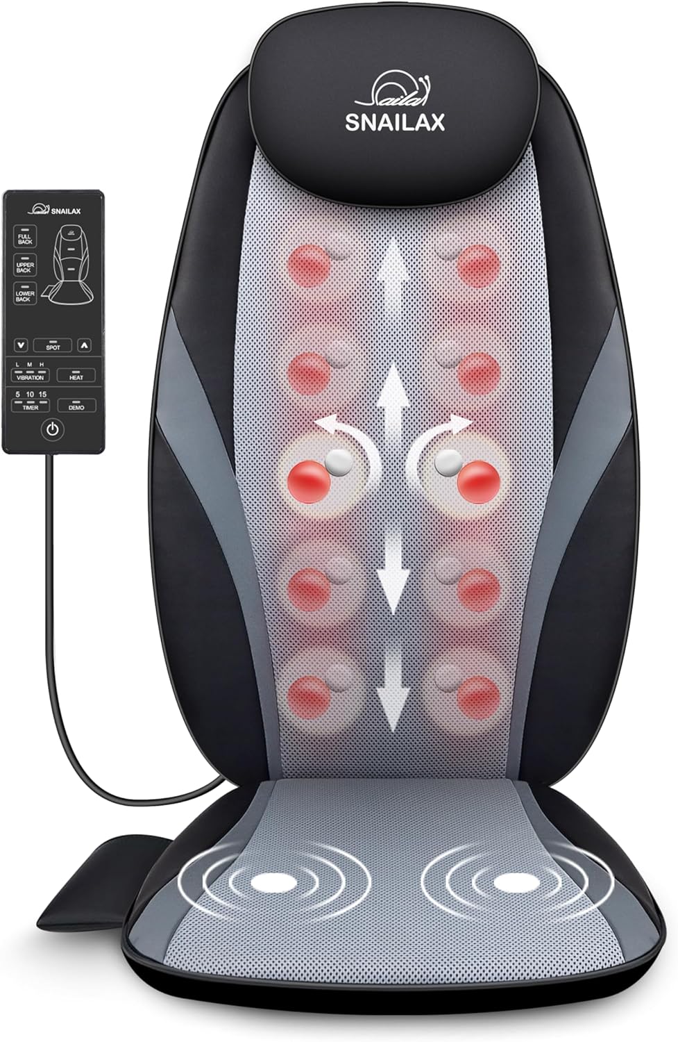 Snailax Back Massager with Heat - Massage Chair Pad Deep Kneading Full Back Mass...