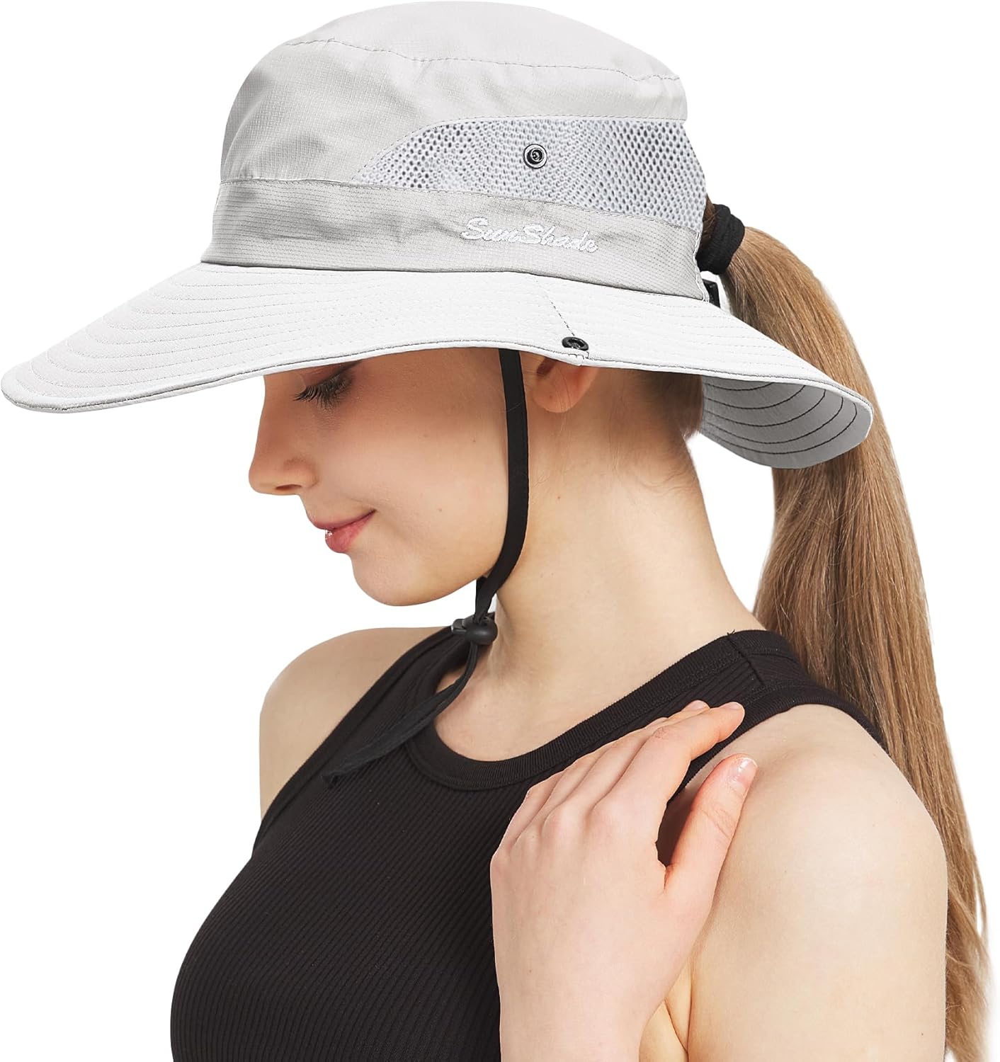 NPQQUAN Ponytail Sun Bucket Hats for Women Men Wide Brim UPF 50+ Fishing & Beach...