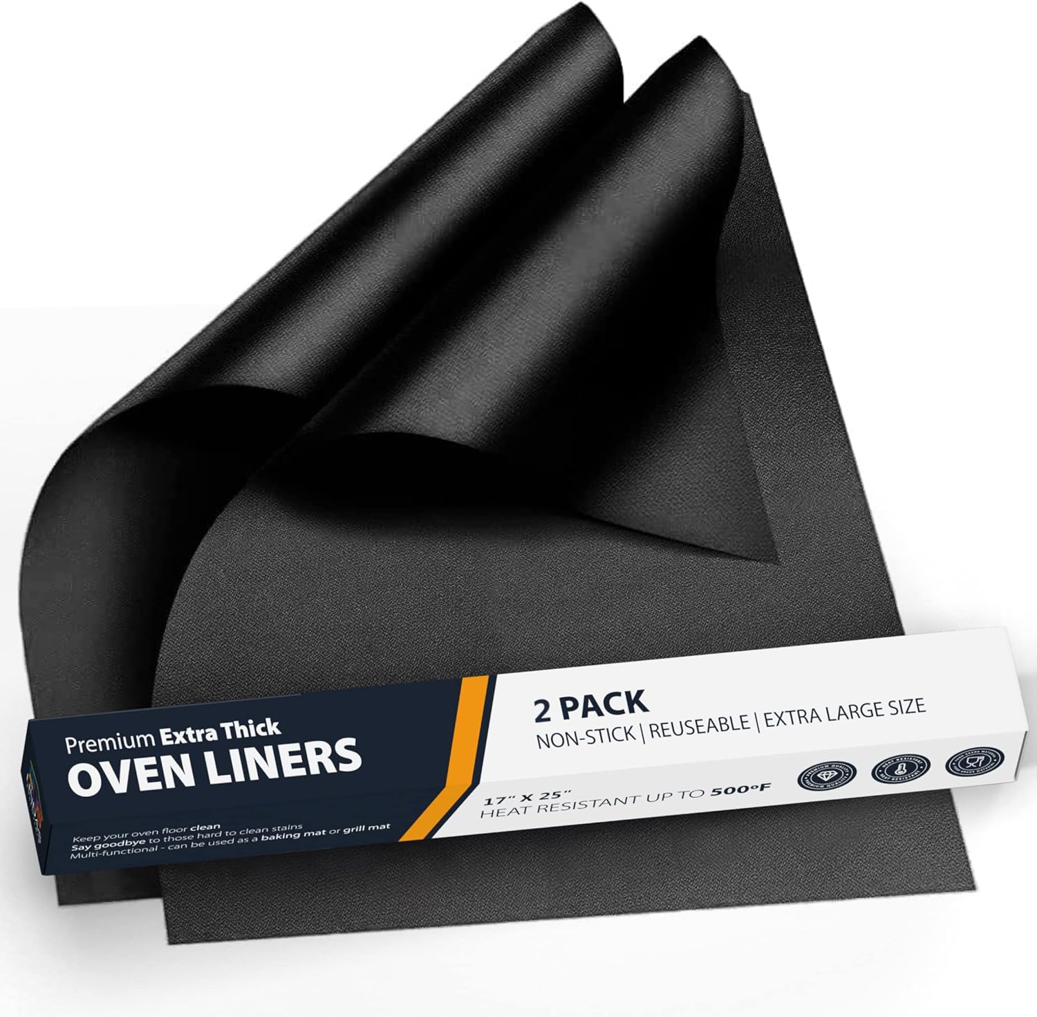 Oven Liners for Bottom of Oven - 2 Pack Large Heavy Duty Mats, 17”x25” Non-Stick...