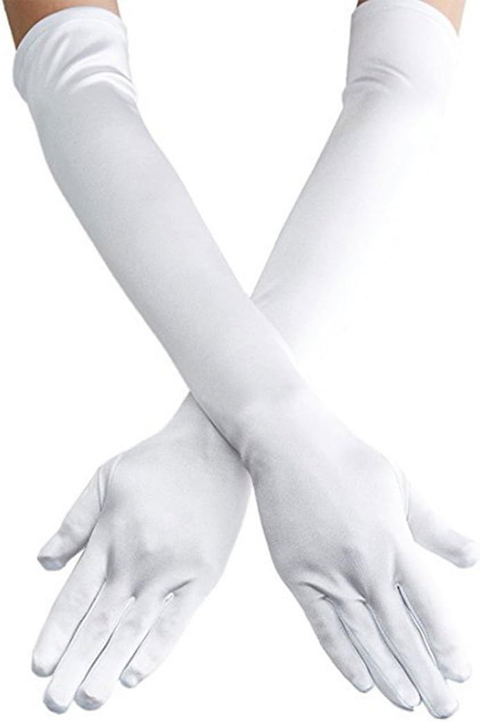 Long Opera Party Gloves for Women 1920s 20s Satin Gloves Costumes Elbow Length B...