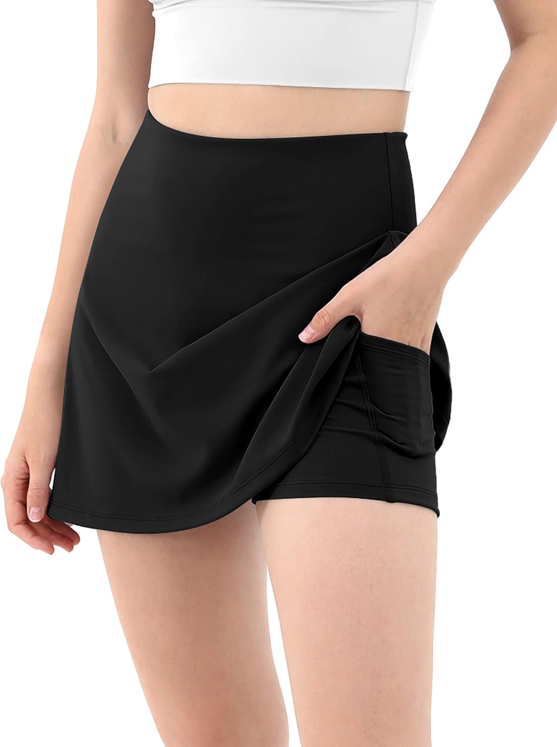 ODODOS Women's Athletic Tennis Skorts with Pockets Built-in Shorts Golf Active S...